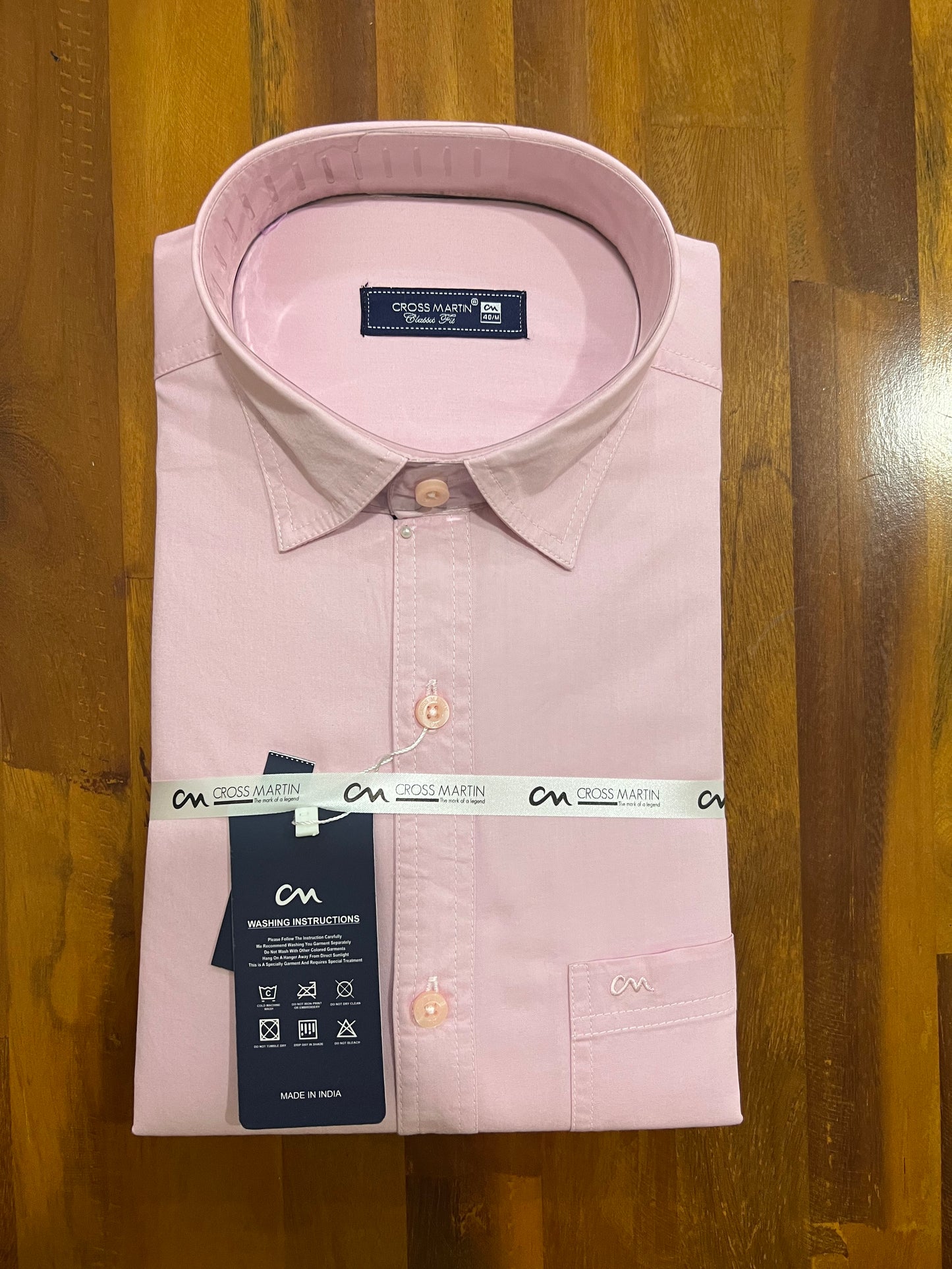 Pure Cotton Pink Solid Shirt (40 FS)