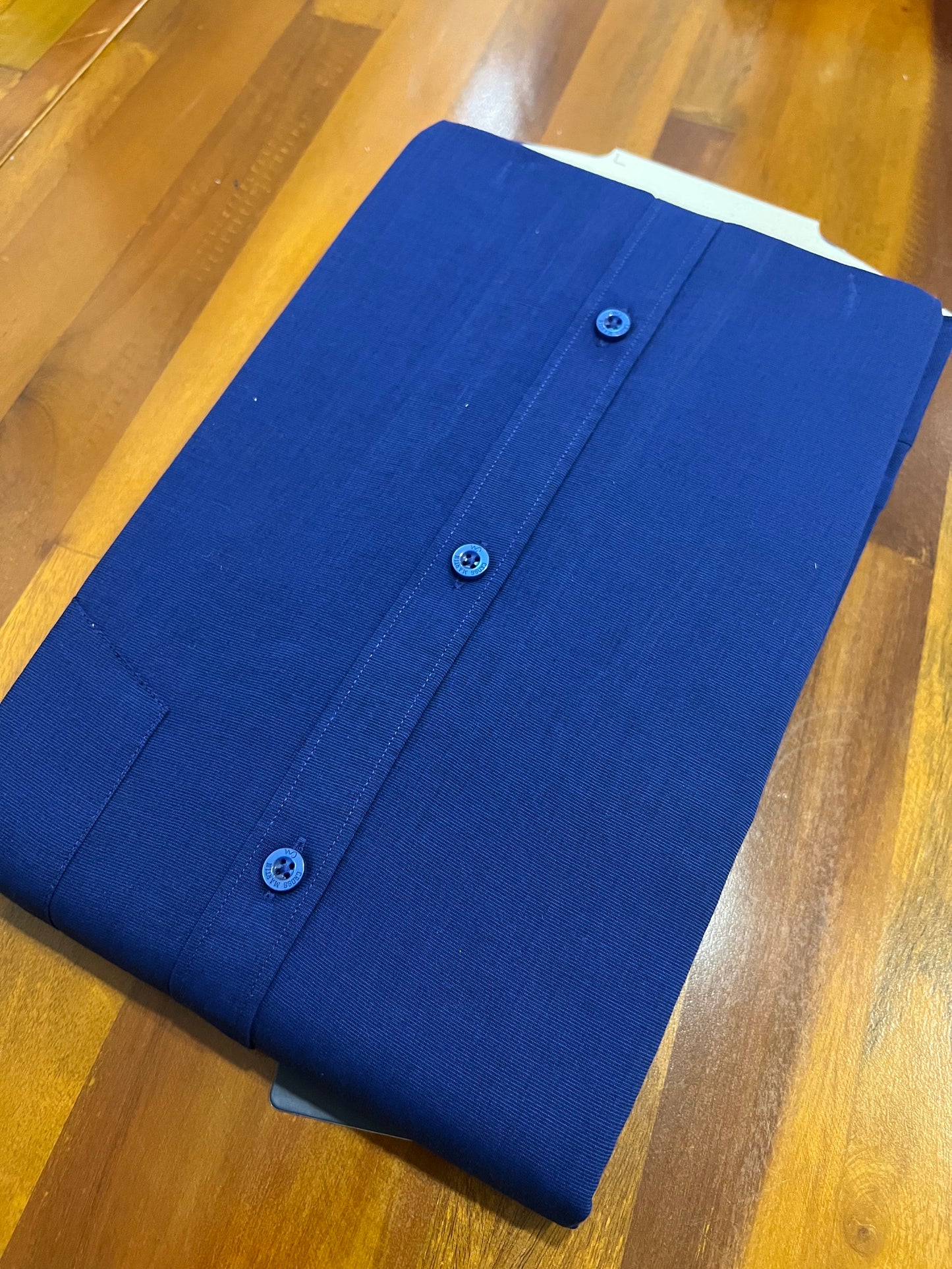 Pure Cotton Dark Blue Solid Shirt (42 FS)