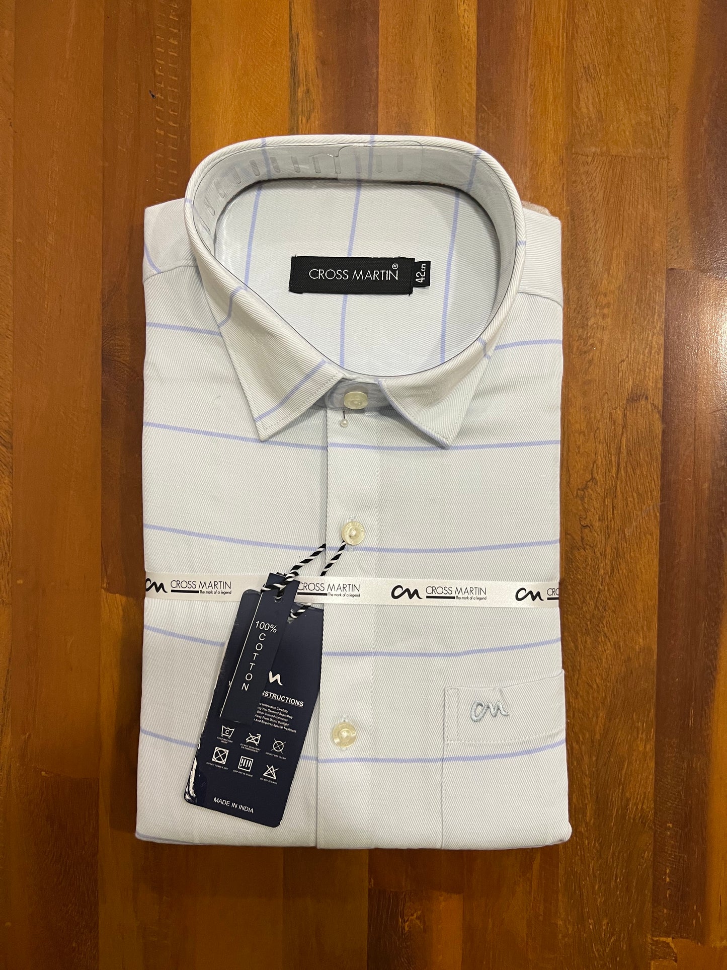 Pure Cotton Light Blue Lines Shirt (42 FS)