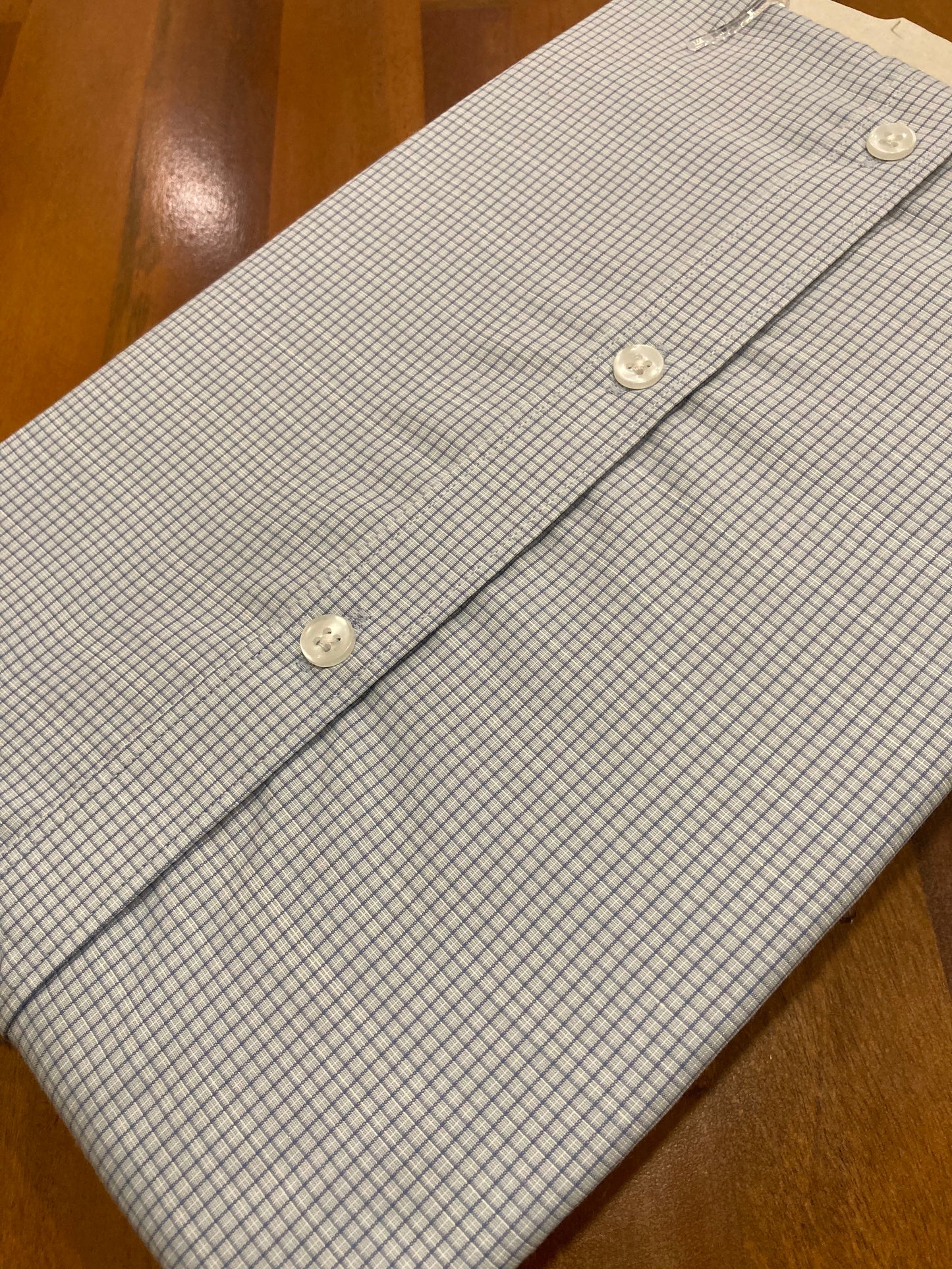 Pure Cotton White & Blue Checkered Shirt (38 HS)