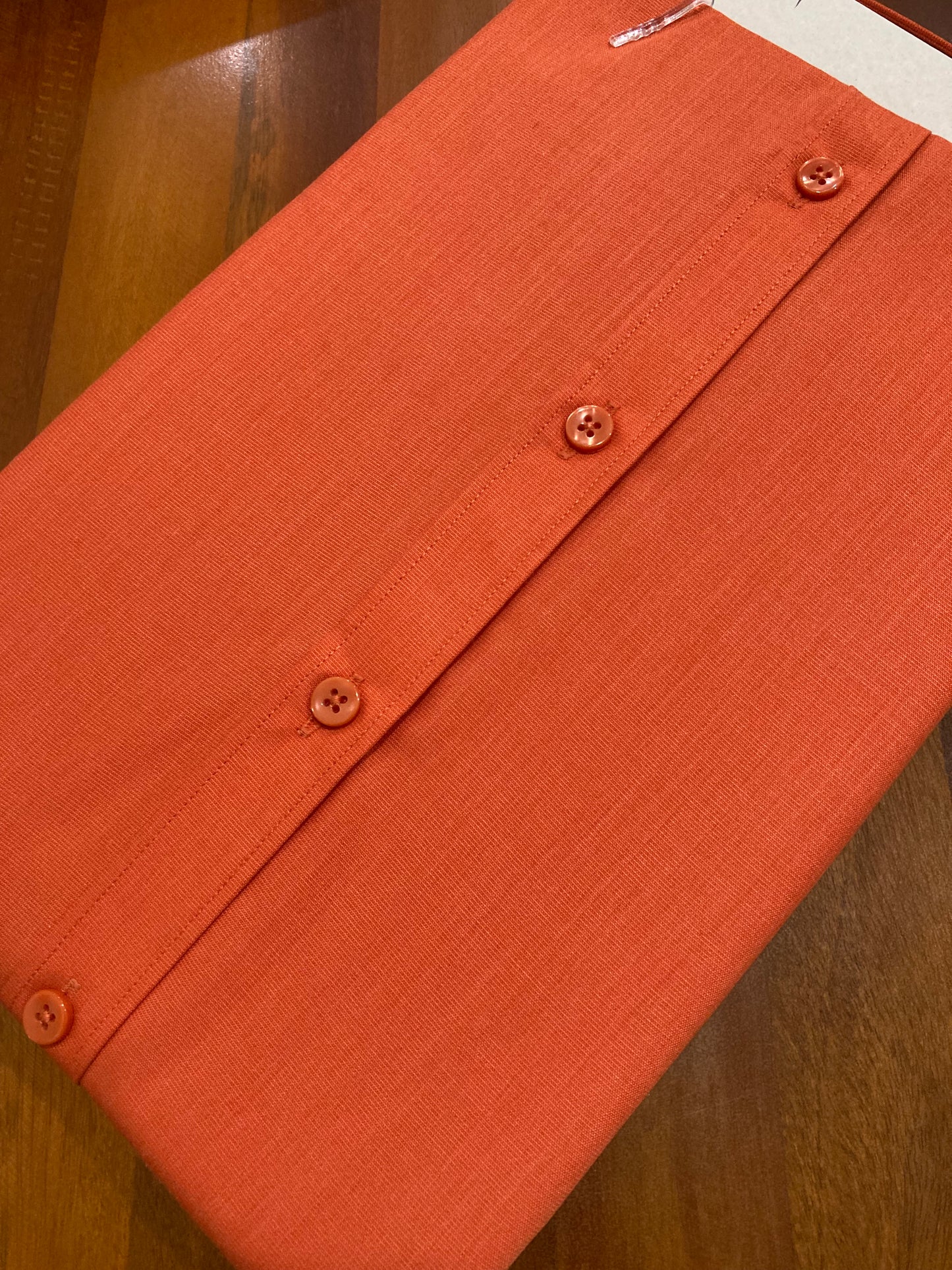 Pure Cotton Orange Solid Shirt (38 HS)