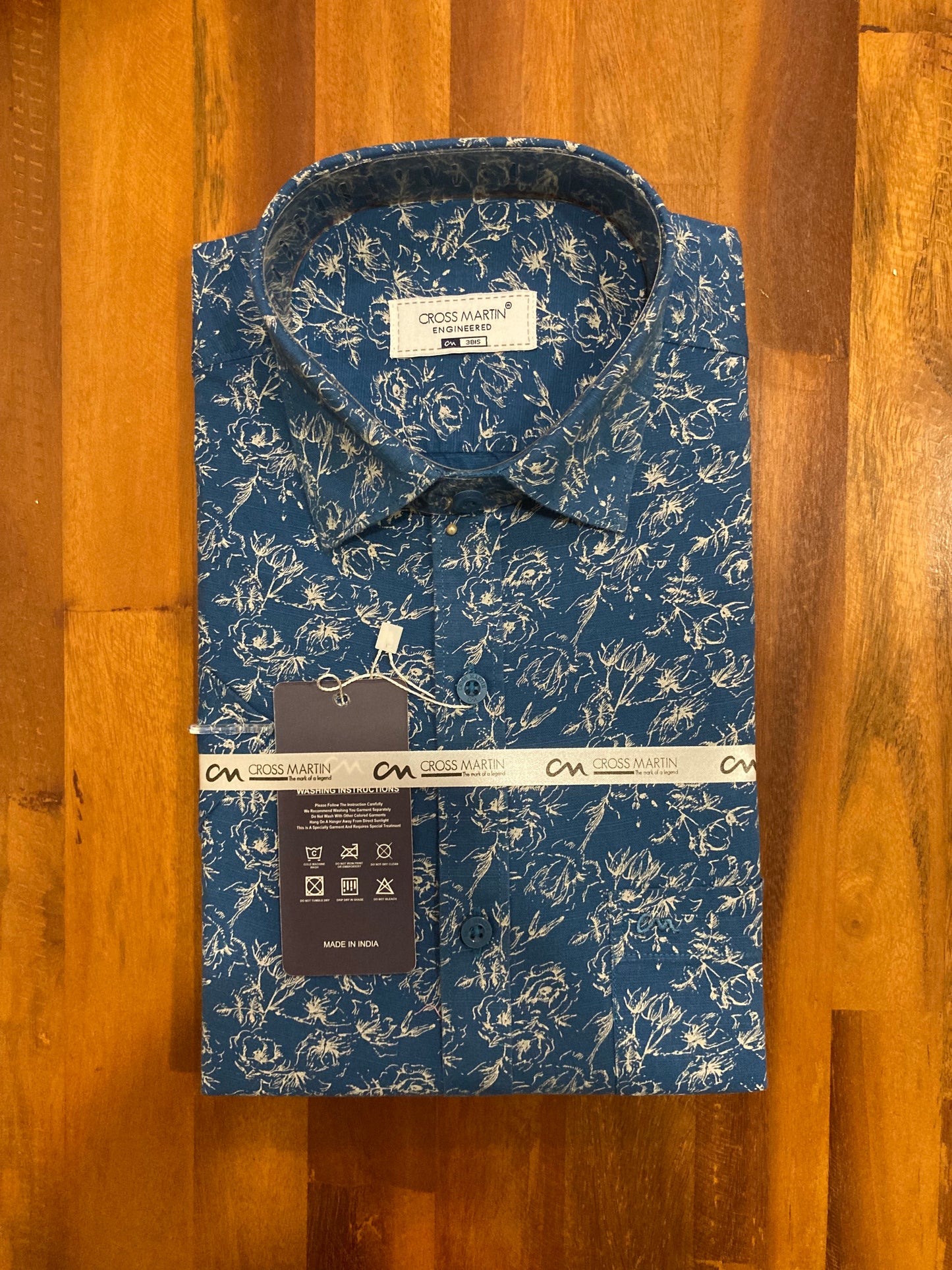 Pure Cotton Blue Printed Shirt (38 HS)
