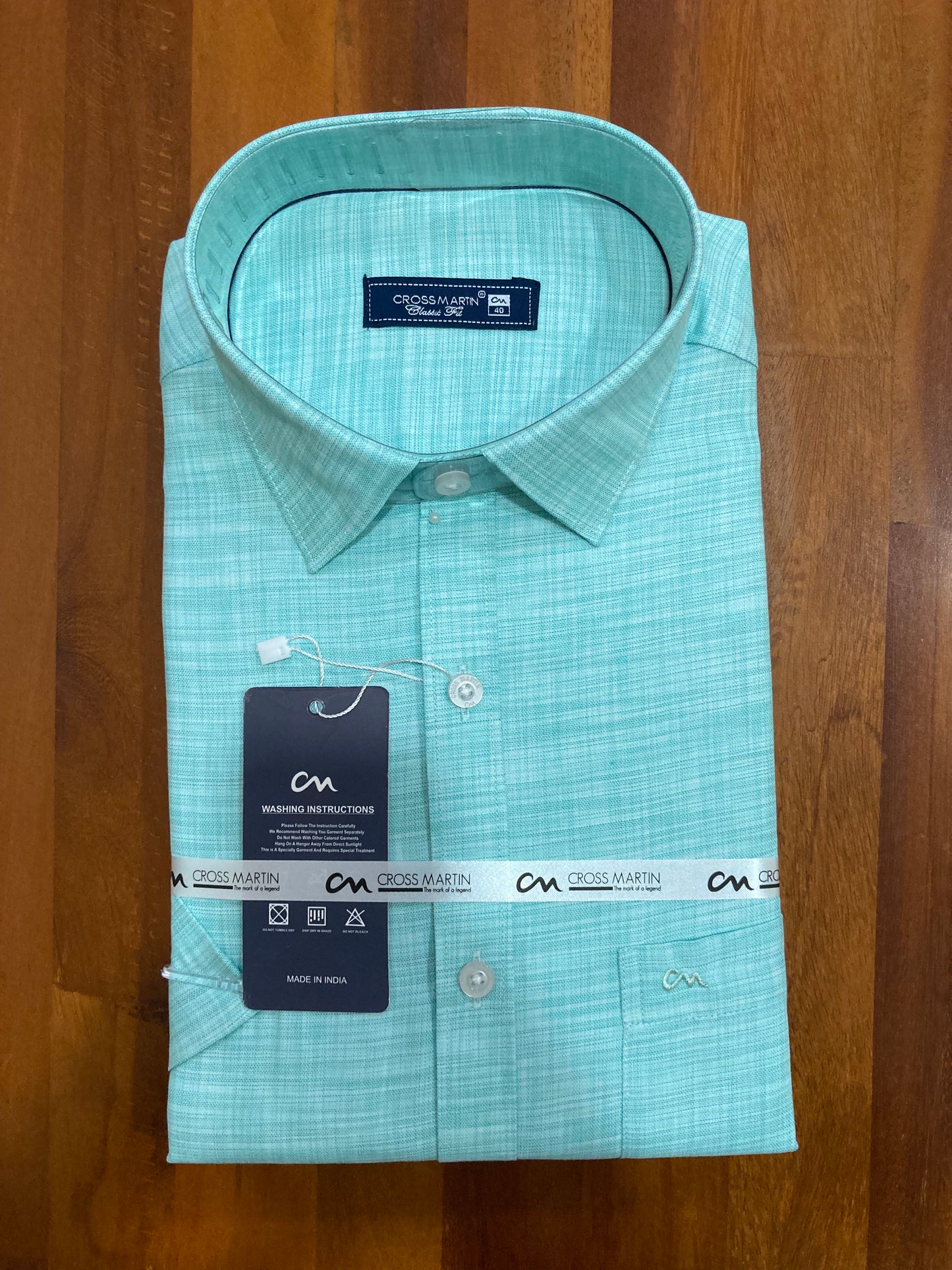 Pure Cotton Turquois Shaded Shirt (40 HS)