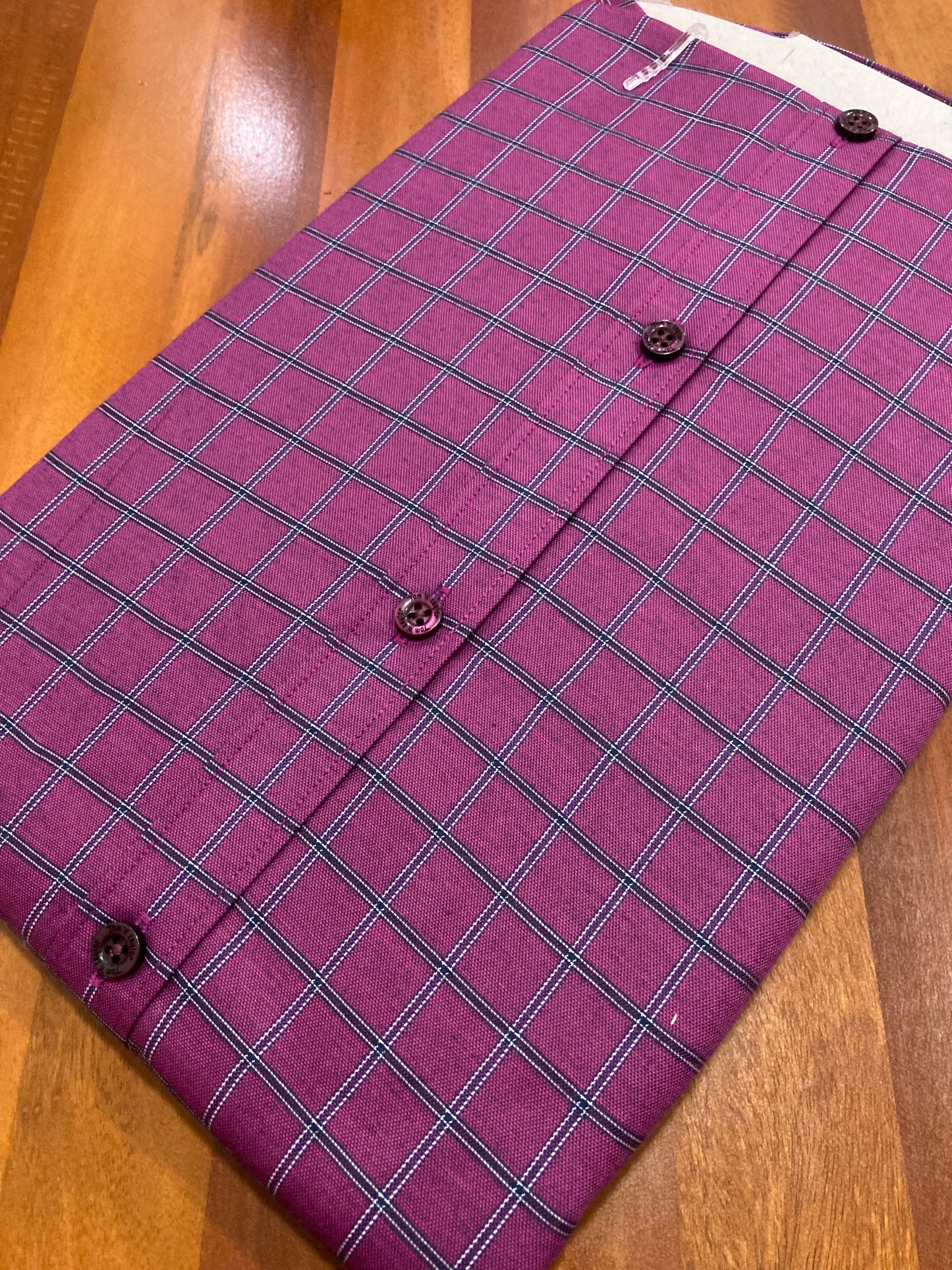 Pure Cotton Magenta Checkered Shirt (40 HS)