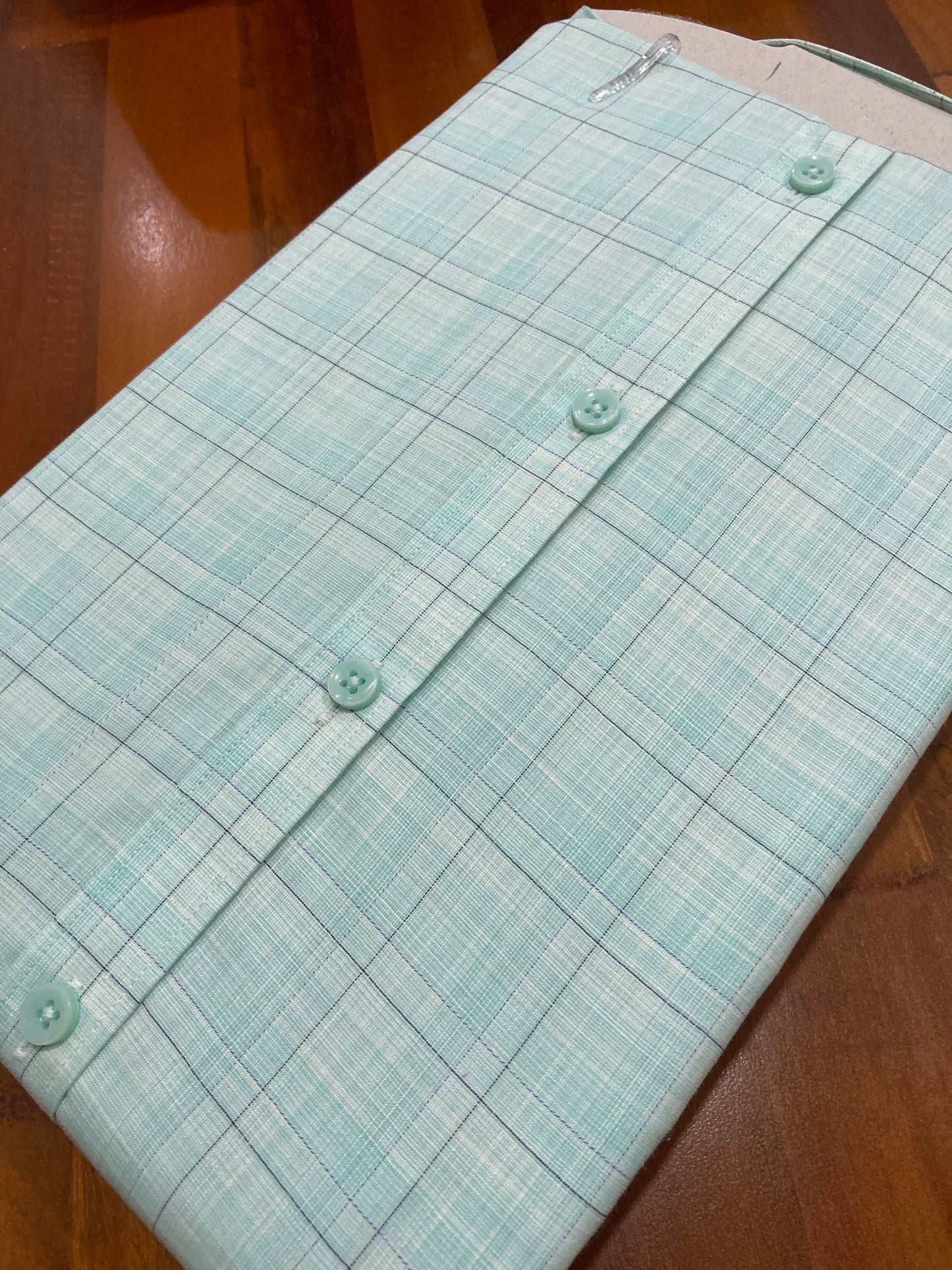 Pure Cotton Light Green Checkered Shirt (40 HS)