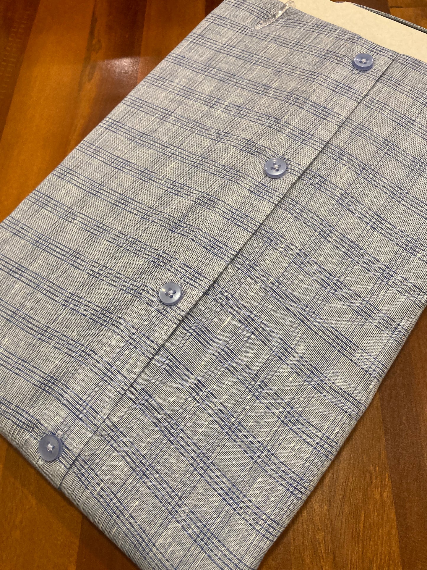 Pure Cotton Shaded Blue Check Shirt (40 HS)