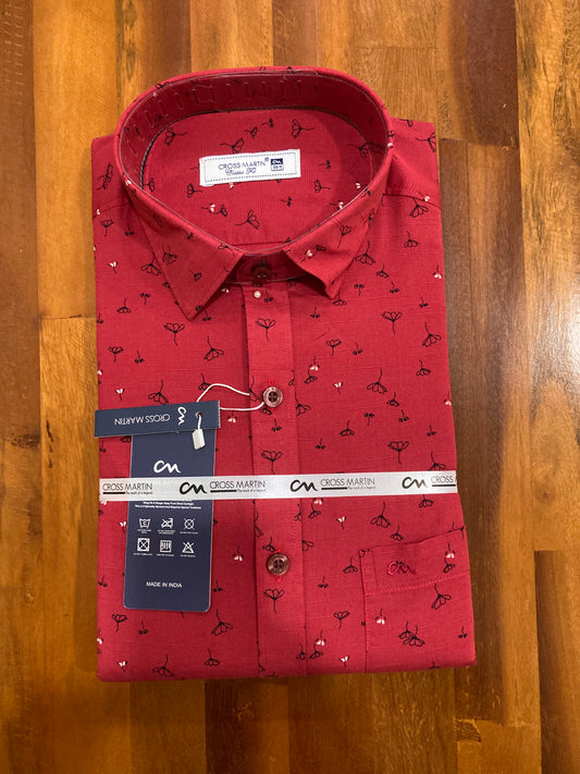 Pure Cotton Red Printed Shirt (38 FS)
