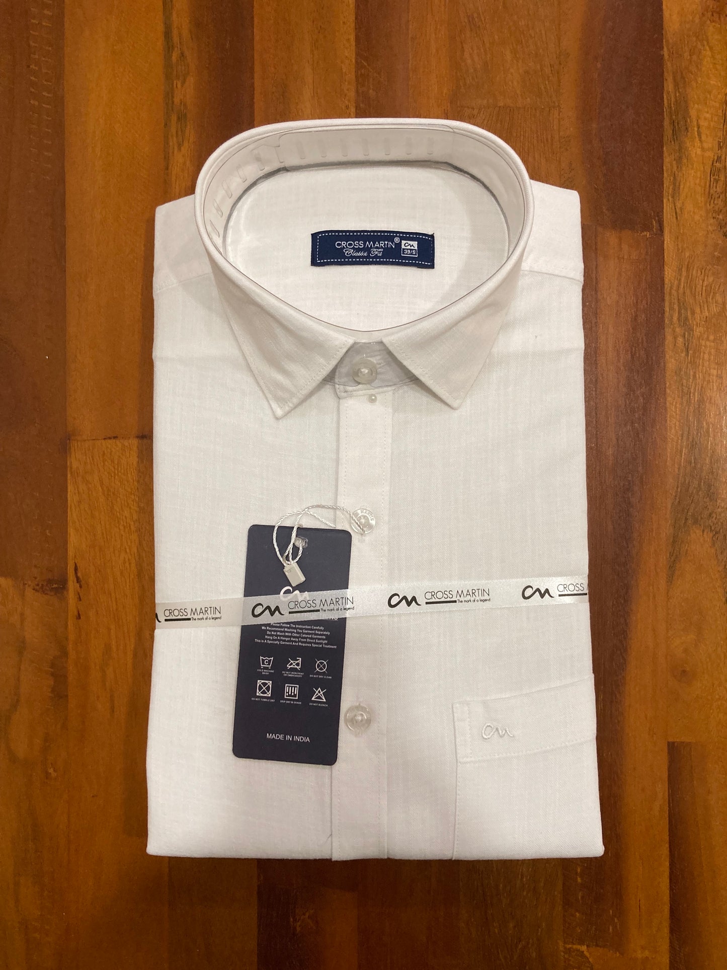 Pure Cotton Pure White Solid Shirt (38 FS)