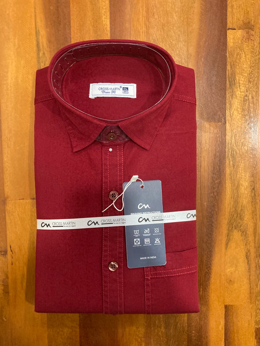 Pure Cotton Red Solid Shirt (38 FS)