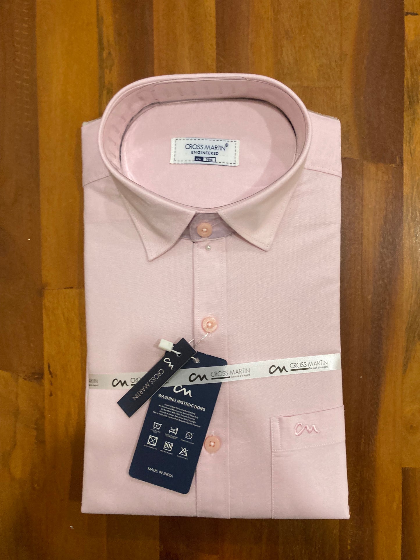 Pure Cotton Pink Solid Shirt (38 FS)