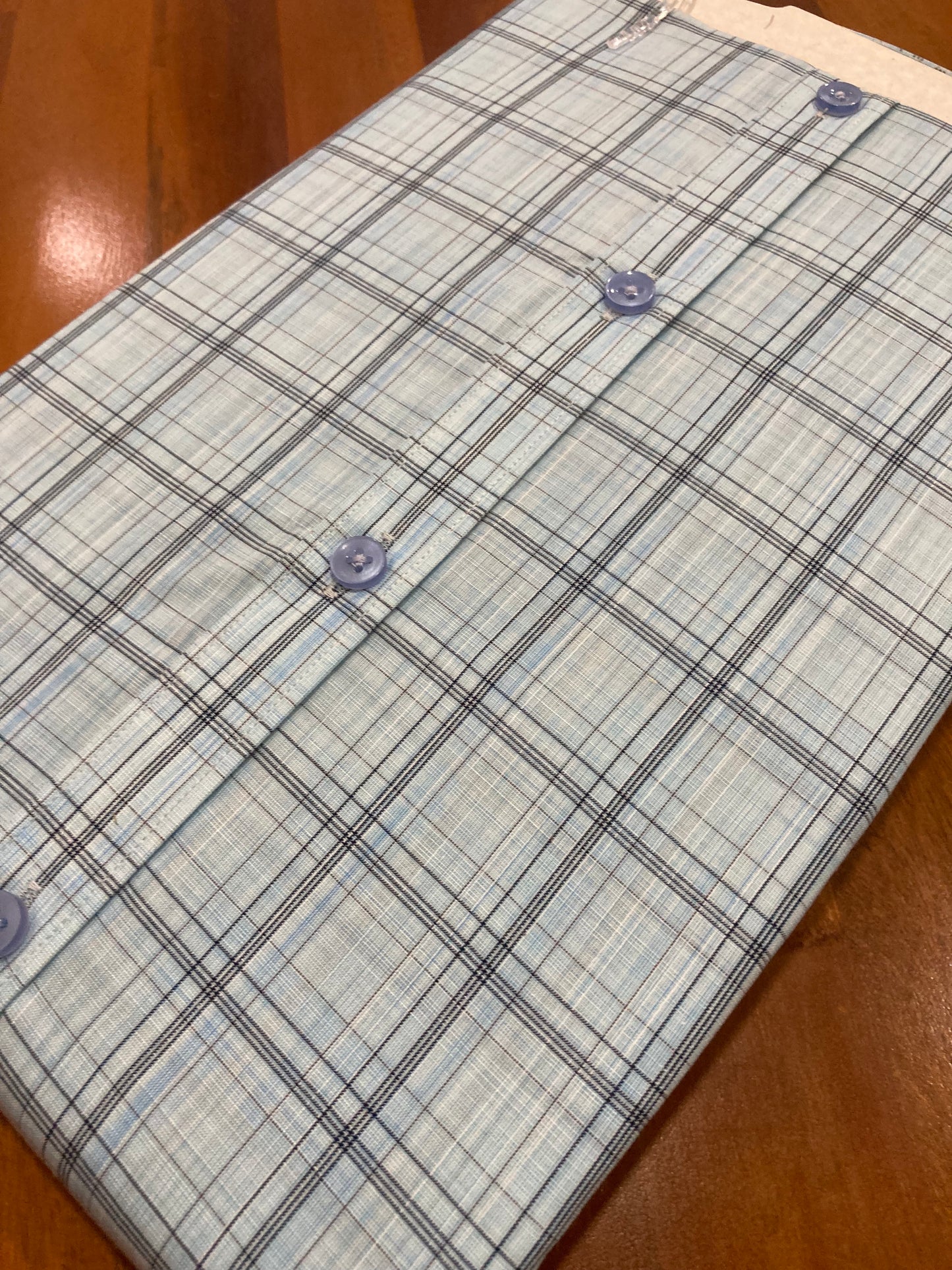 Pure Cotton Shaded Blue Check Shirt (40 FS)