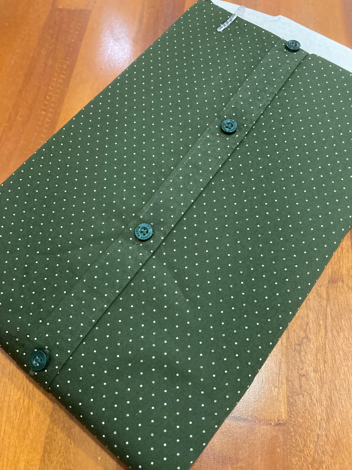 Pure Cotton Dark Green With White Dots Shirt (40 FS)