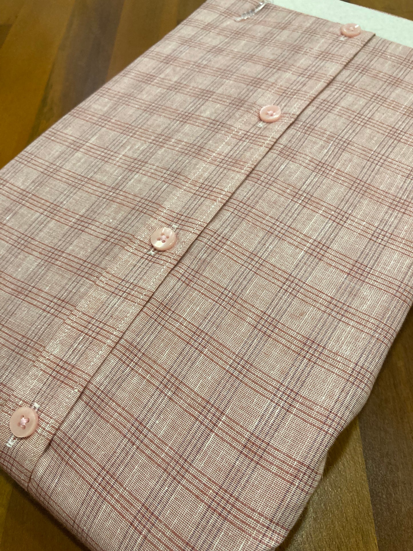 Pure Cotton Shaded Light Peach Check Shirt (40 FS)