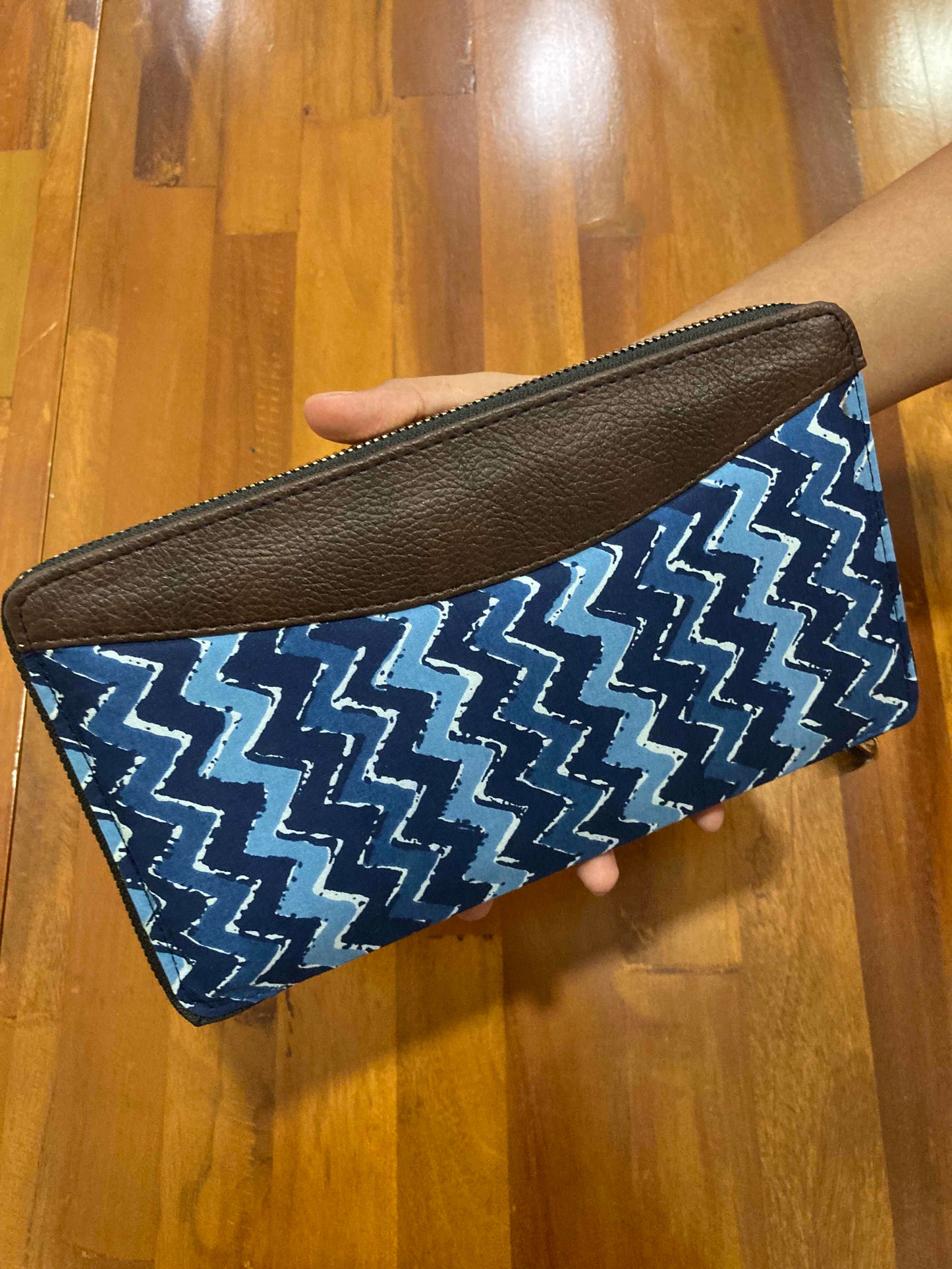 Southloom™ Handmade Purse with Blue Jacquard Cloth and Leatherette