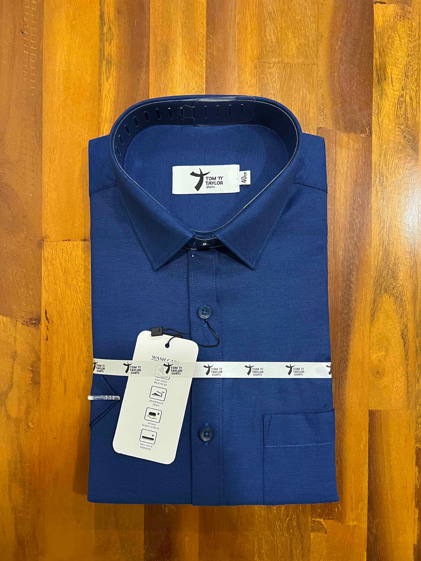 Pure Cotton Dark Blue Solid Shirt (40 HS)