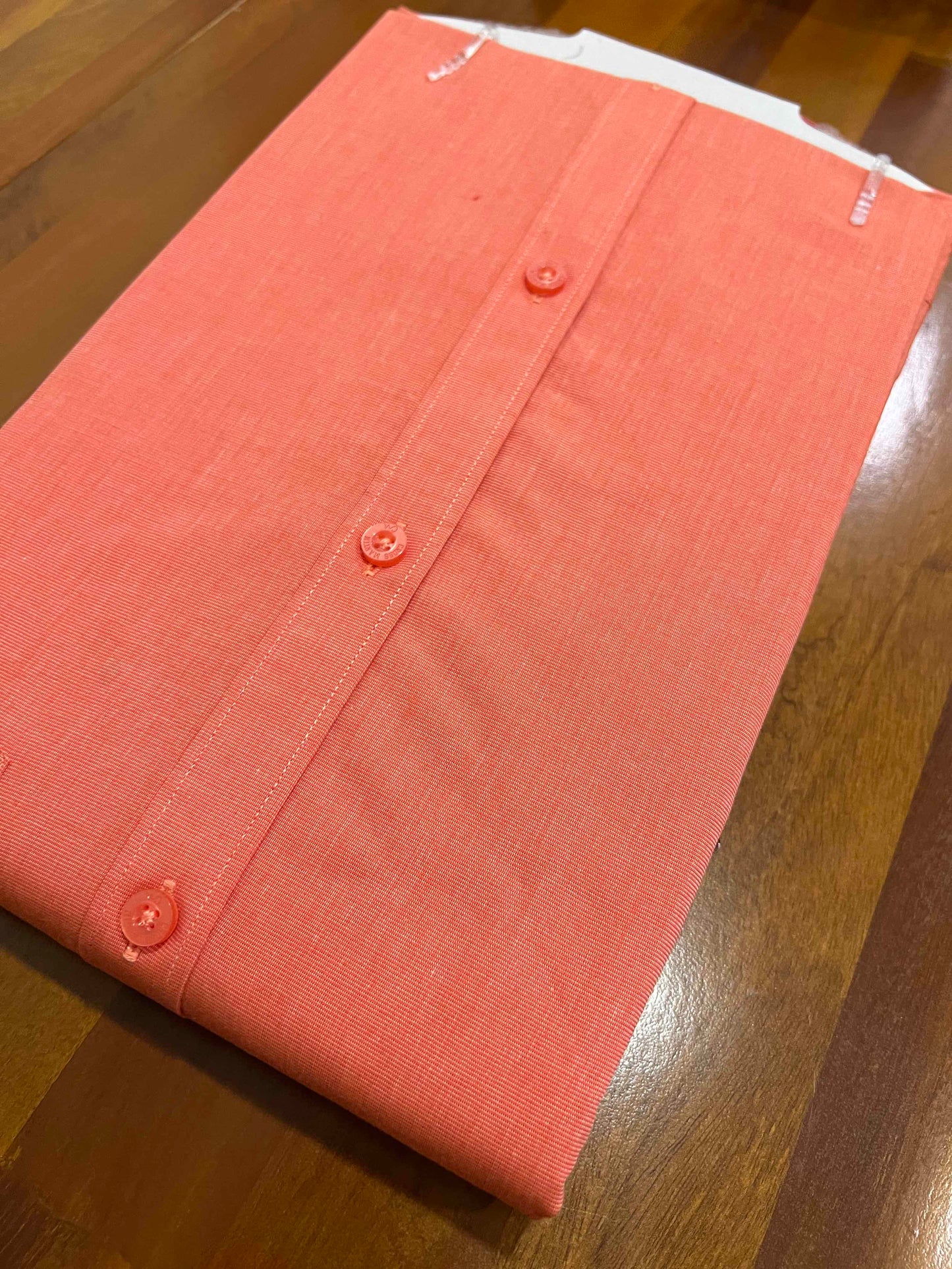 Pure Cotton Light Orange Solid Shirt (40 HS)