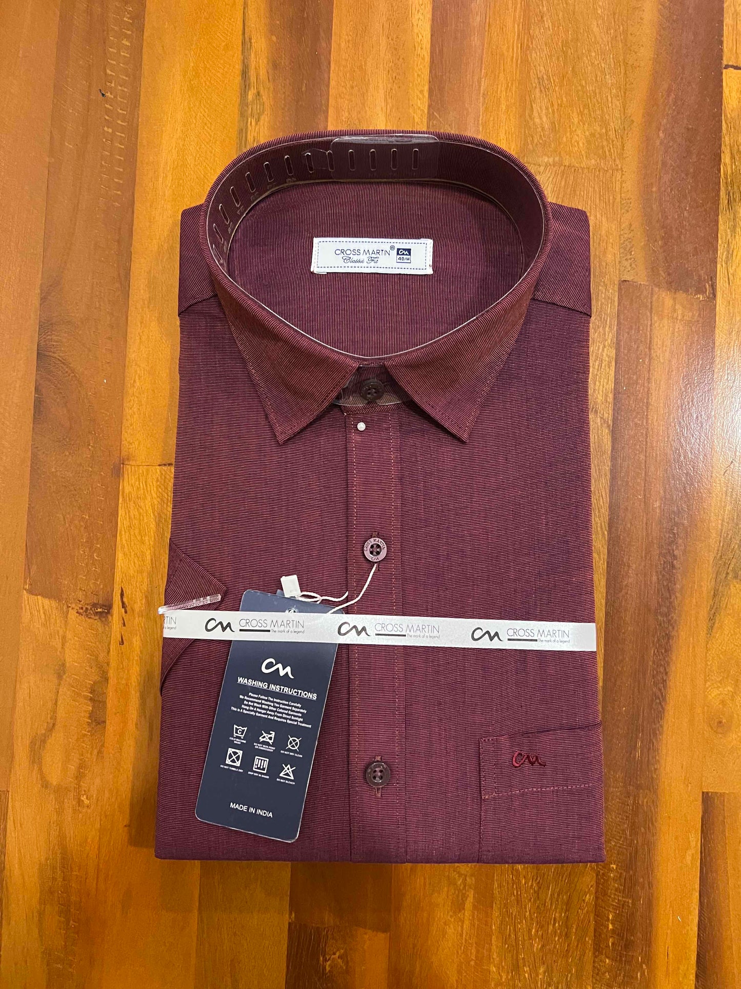 Pure Cotton Purple Solid Shirt (40 HS)