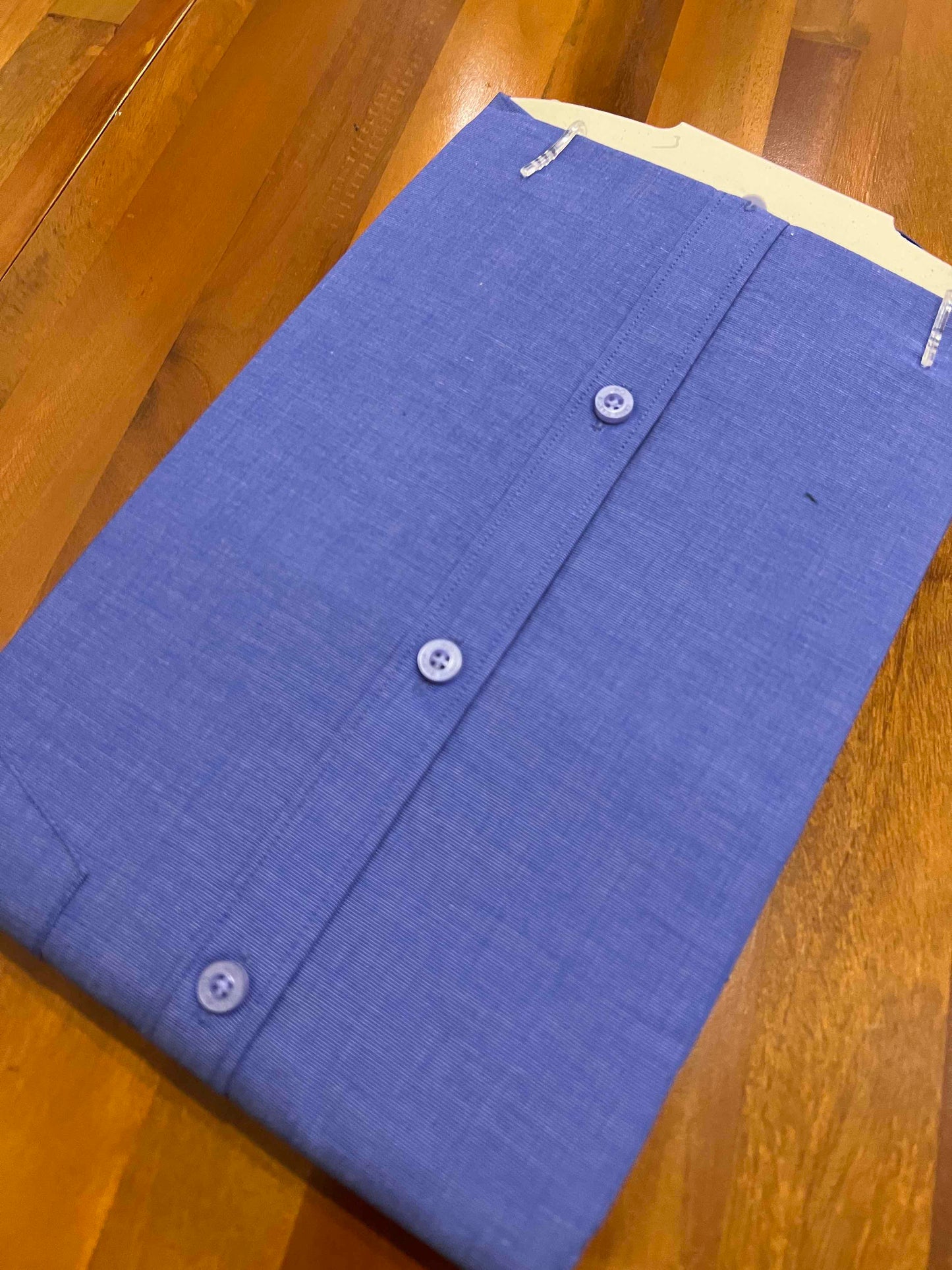 Pure Cotton Blue Solid Shirt (40 HS)