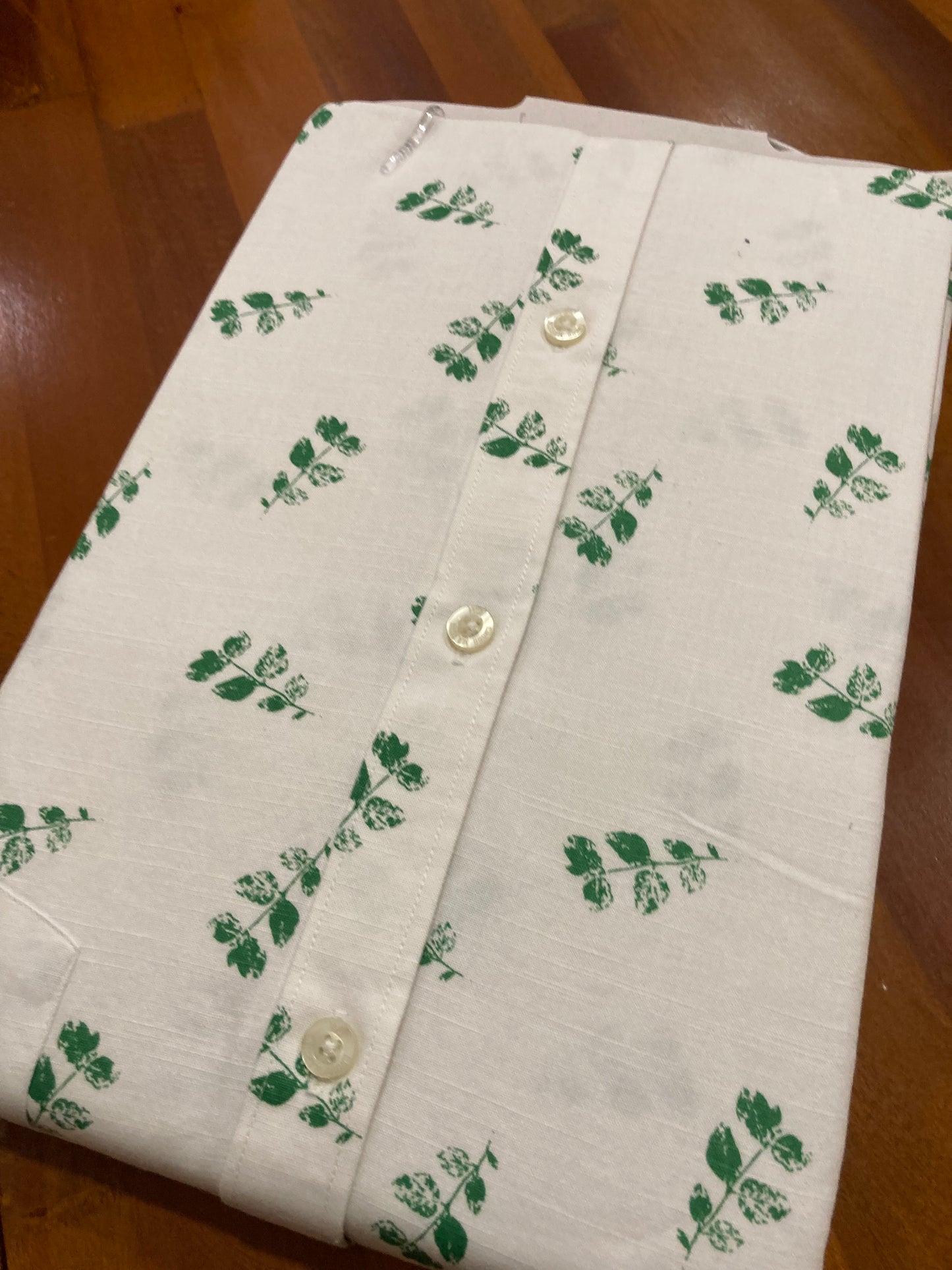 Pure Cotton White Floral Printed Shirt (44 HS)