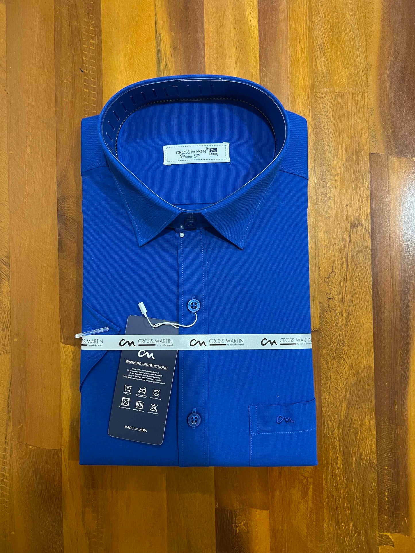 Pure Cotton Blue Solid Shirt (40 HS)