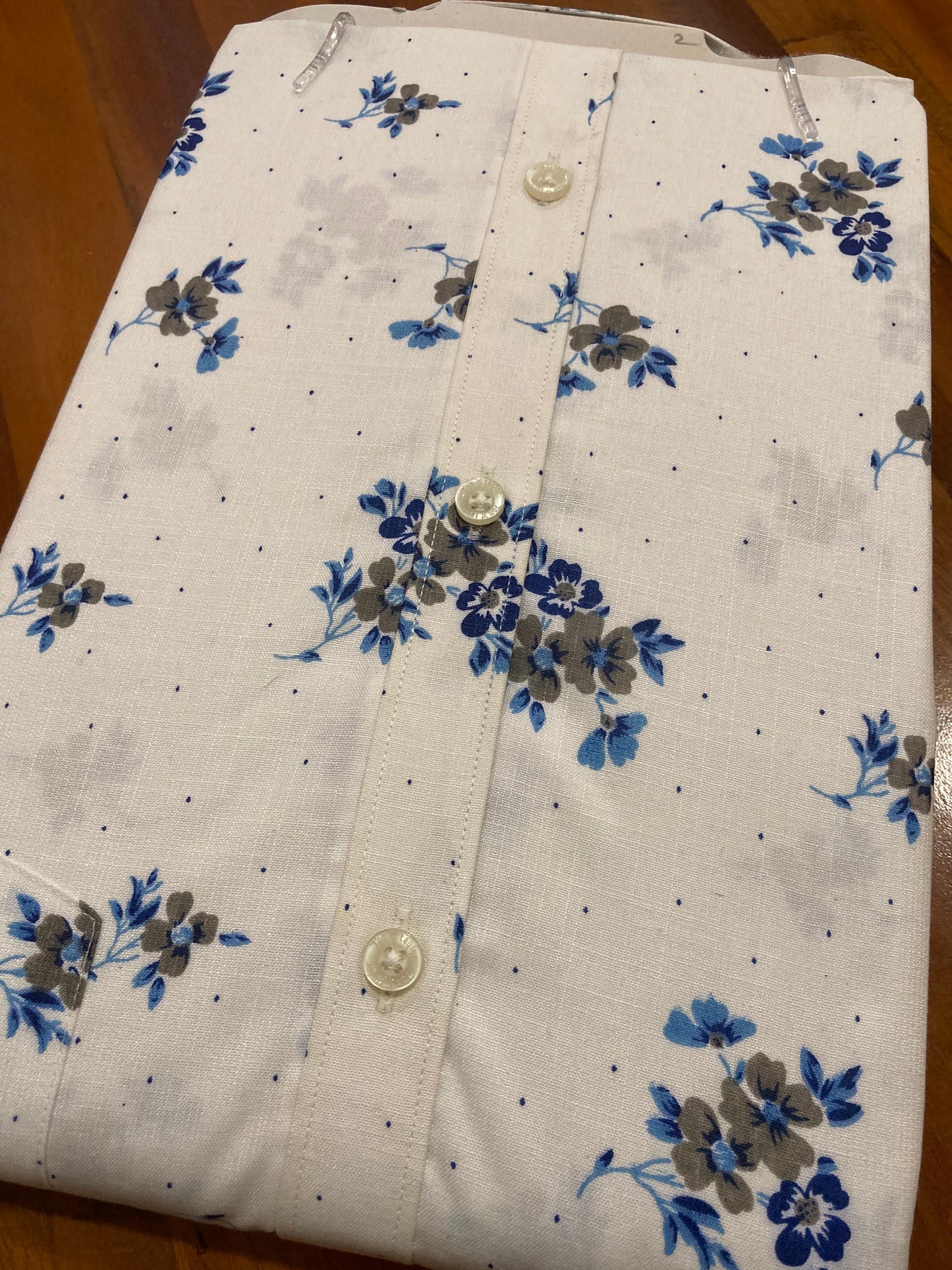 Pure Cotton White Floral Printed Shirt (44 HS)