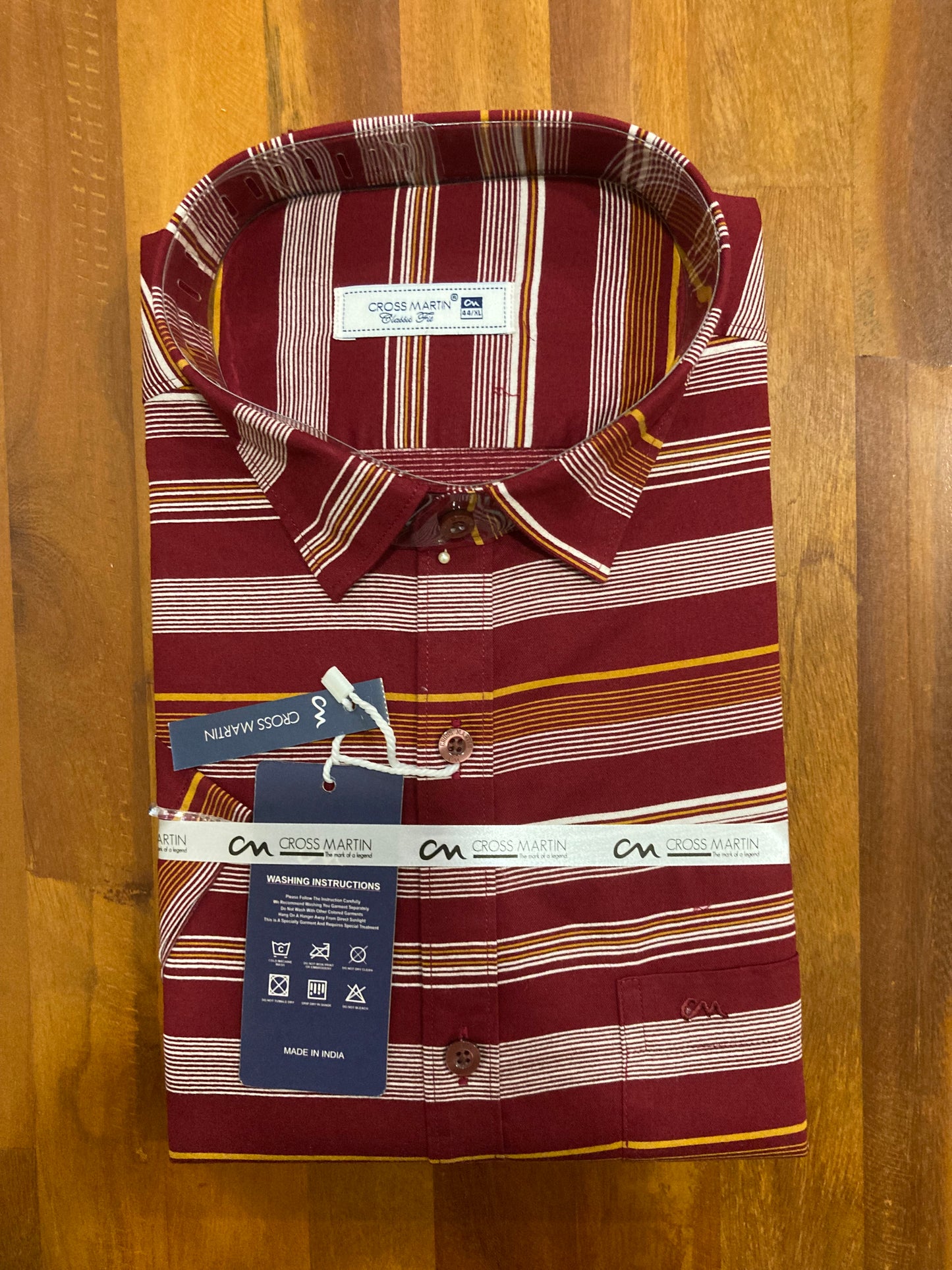 Pure Cotton Red Striped Shirt (44 HS)