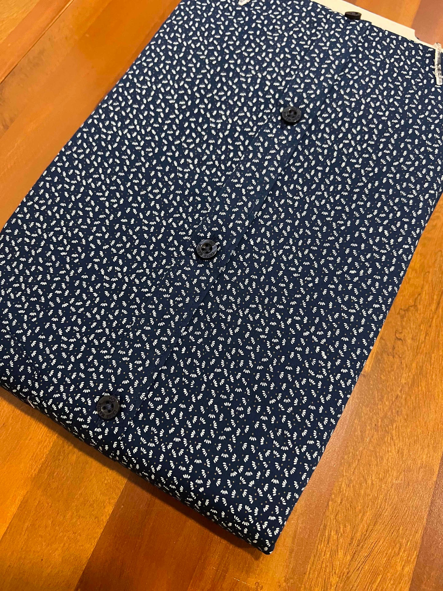 Pure Cotton White Prints on Dark Blue Shirt (40 FS)