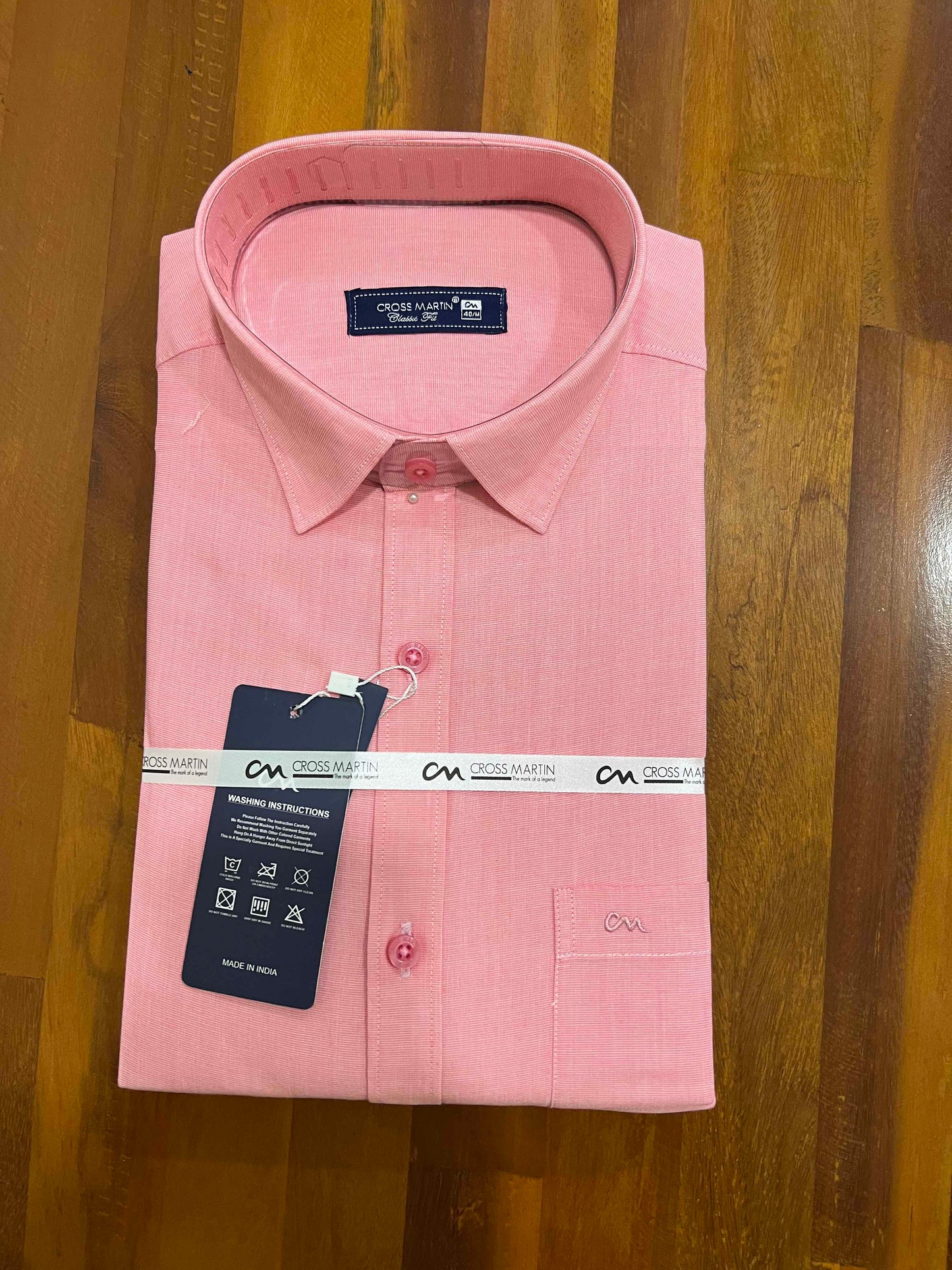 Pure Cotton Pink Solid Shirt (40 FS)