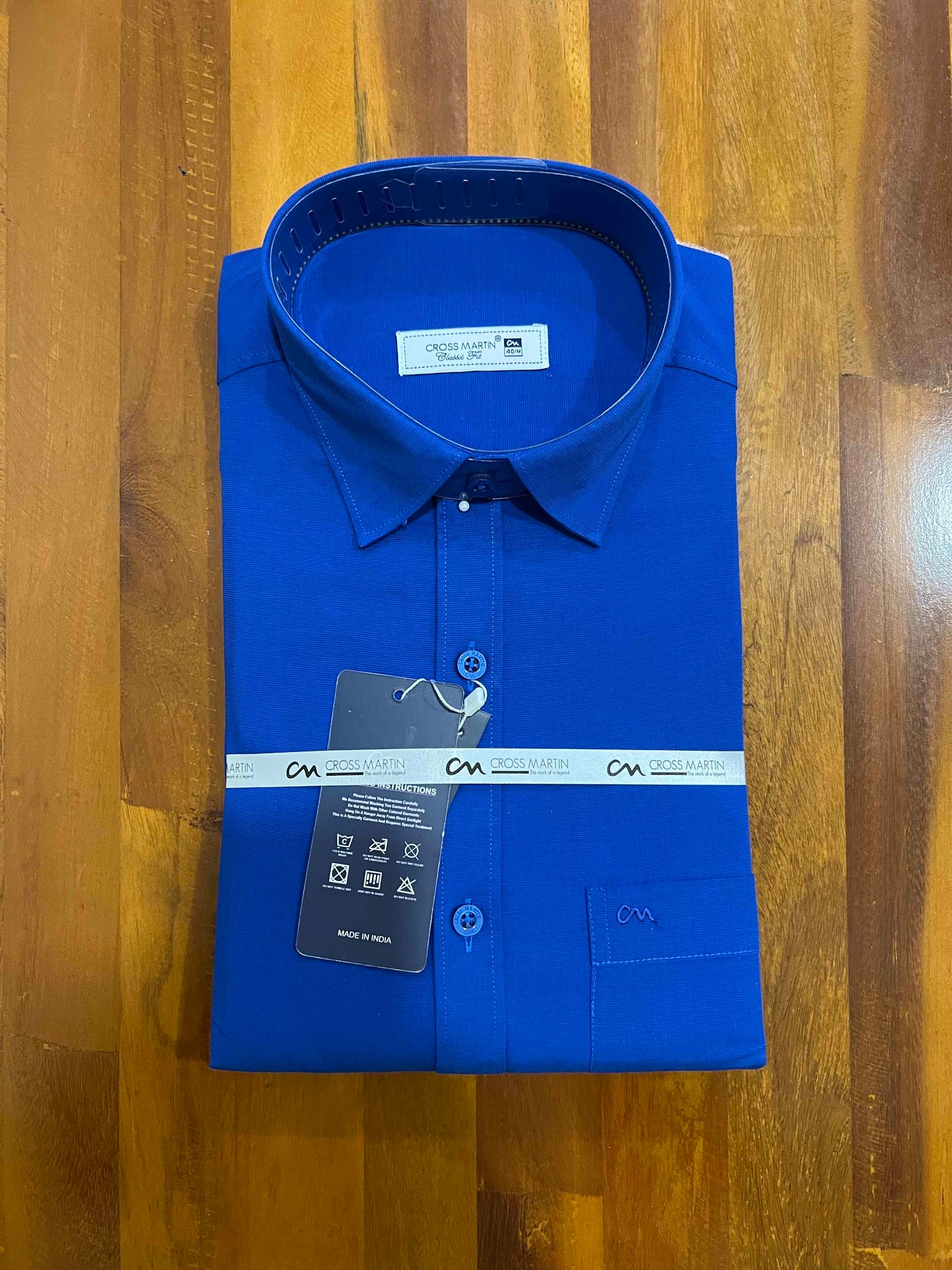 Pure Cotton Blue Solid Shirt (40 FS)