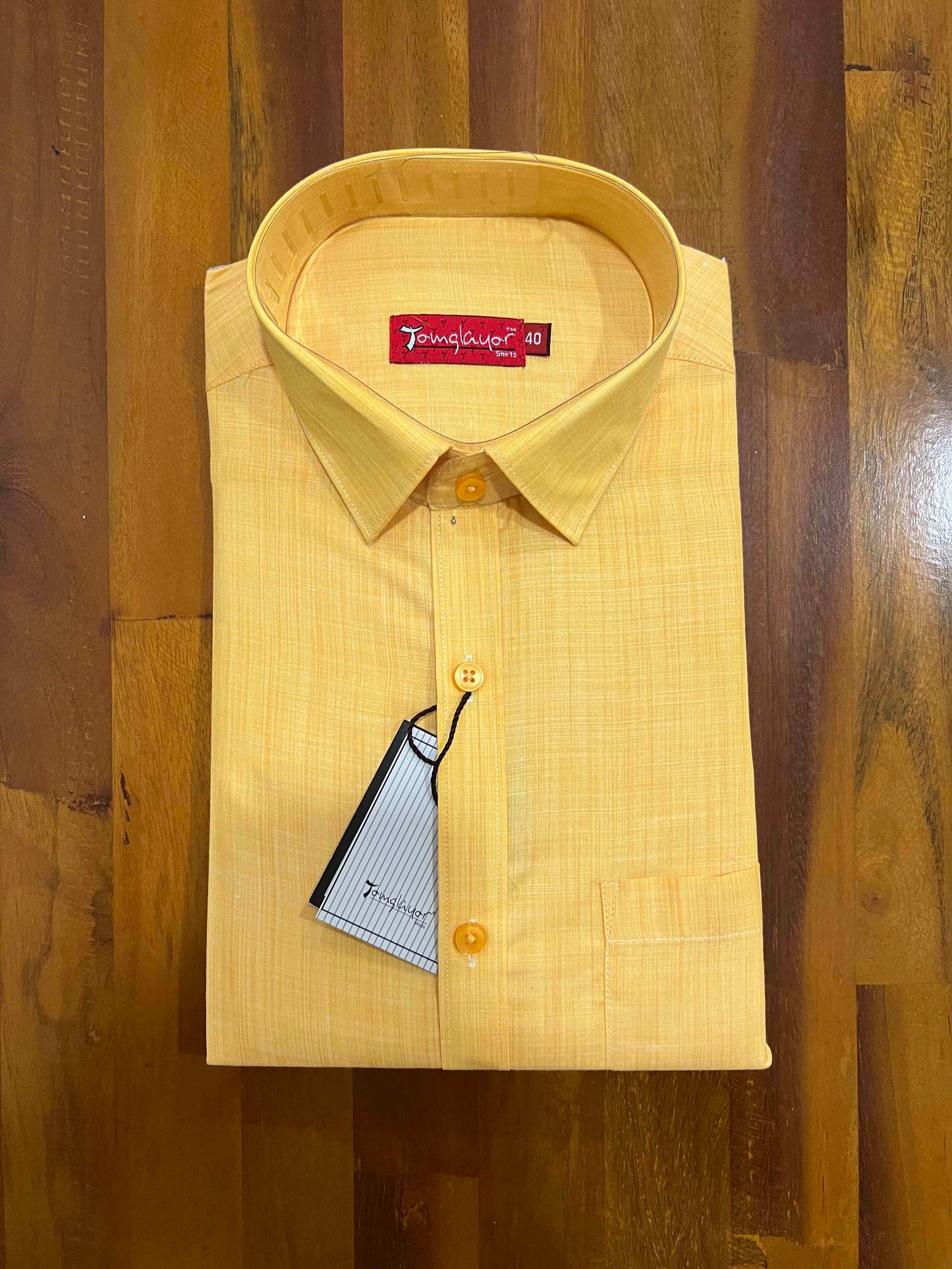 Pure Cotton Yellow Solid Shirt (40 FS)