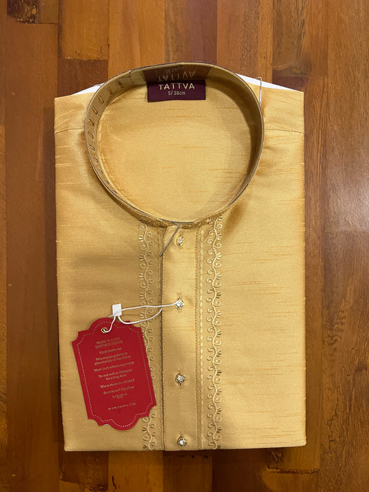 Southloom Semi Silk Short Kurta for Men in Light Brown Colour