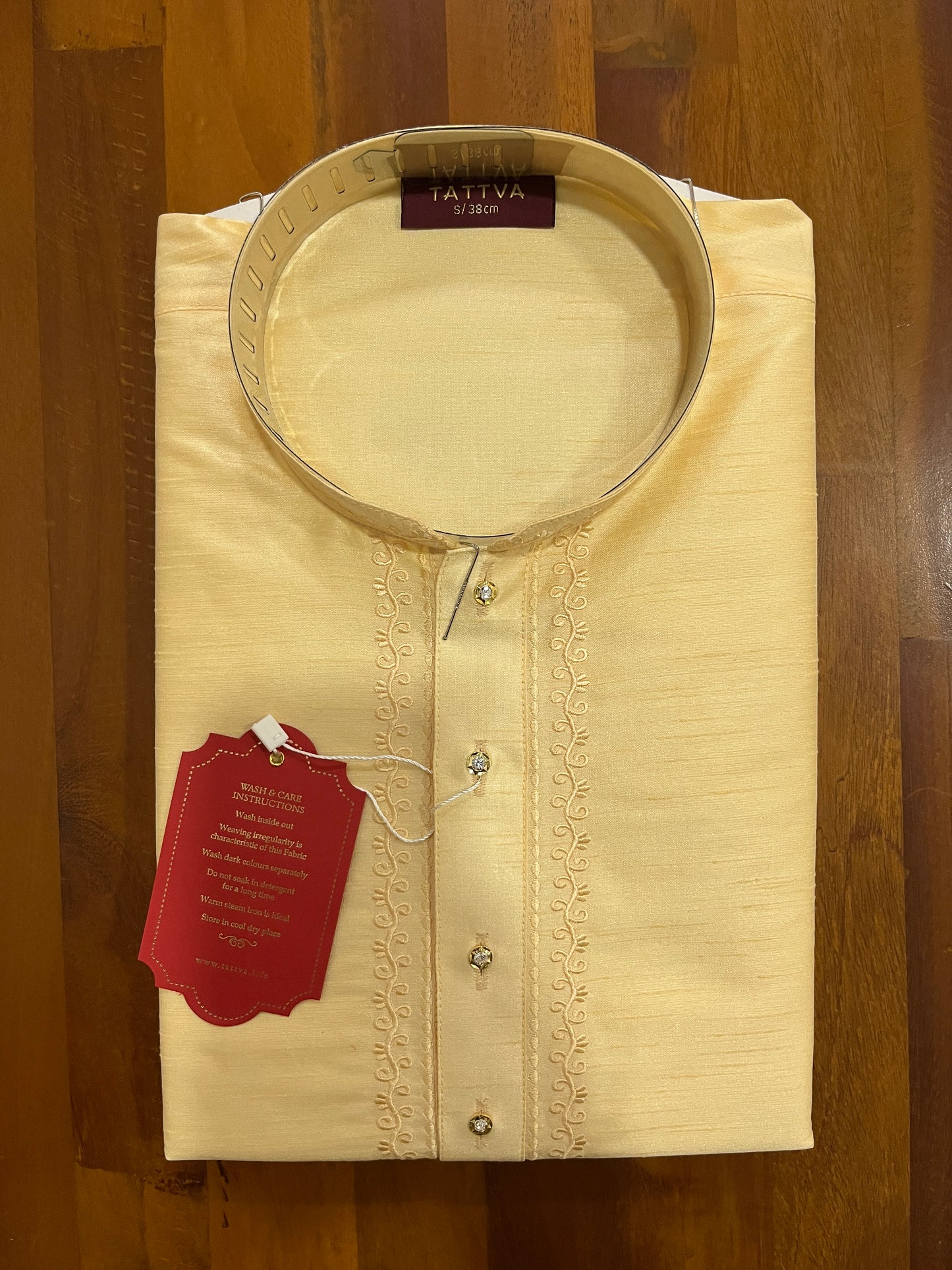 Southloom Semi Silk Short Kurta for Men in Off White Colour