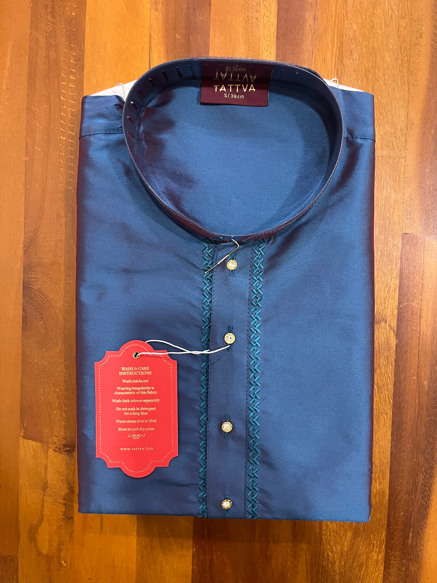 Southloom Semi Silk Short Kurta for Men in Blue Colour