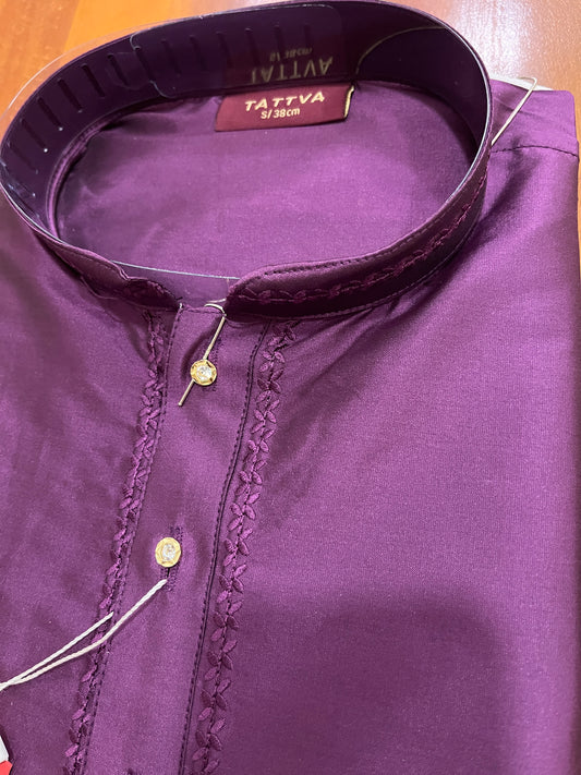 Southloom Semi Silk Short Kurta for Men in Violet Colour