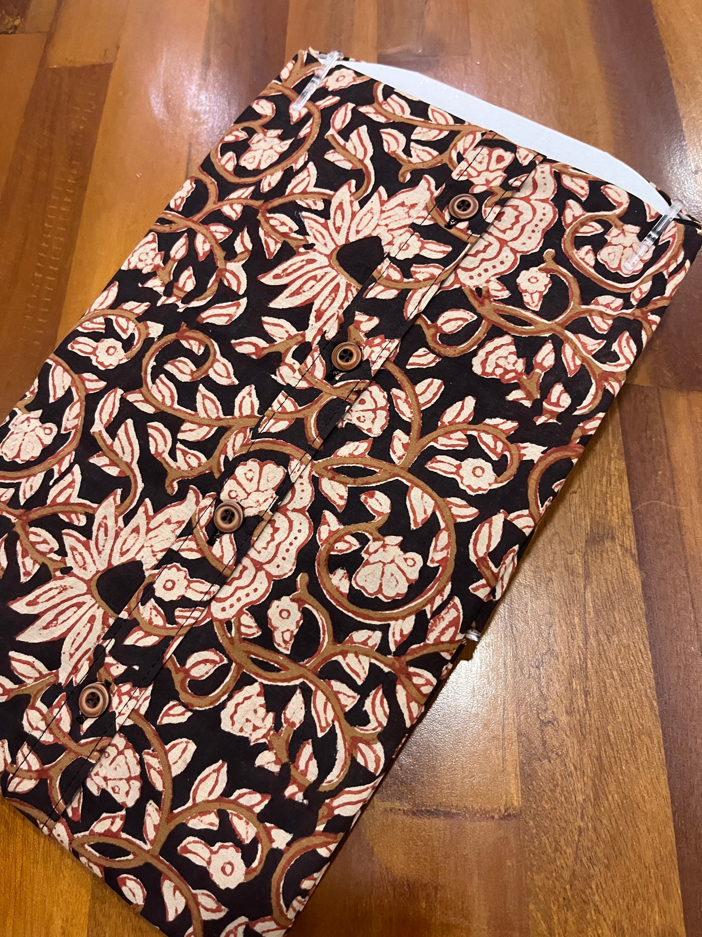 Southloom Jaipur Cotton Black Hand Block Floral Printed Shirt (Half Sleeves)