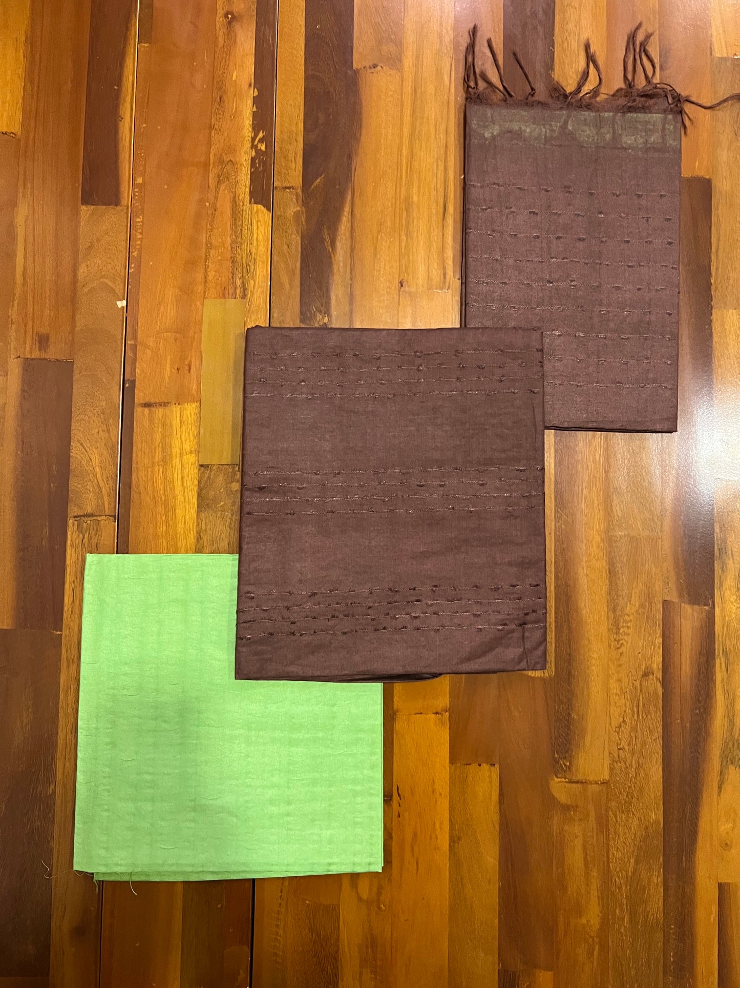 Southloom™ Semi Tussar Churidar Salwar Suit Material in Brown with Thread work Design