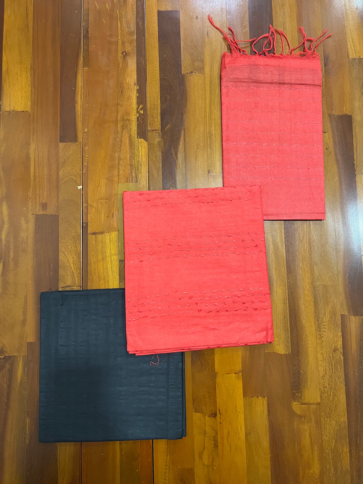 Southloom™ Semi Tussar Churidar Salwar Suit Material in Orange with Thread work Design