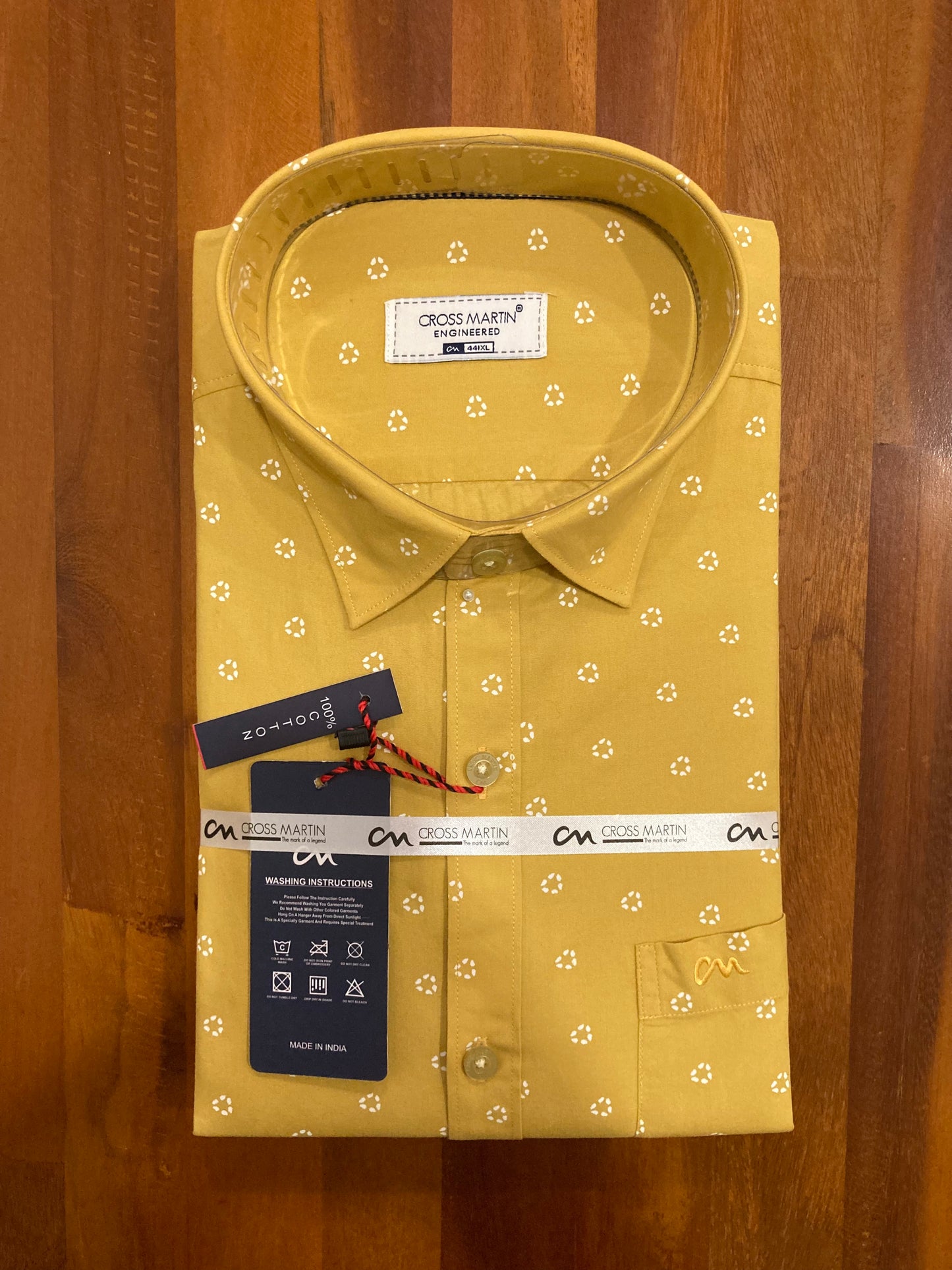 Pure Cotton Yellow Printed Shirt (44 FS)