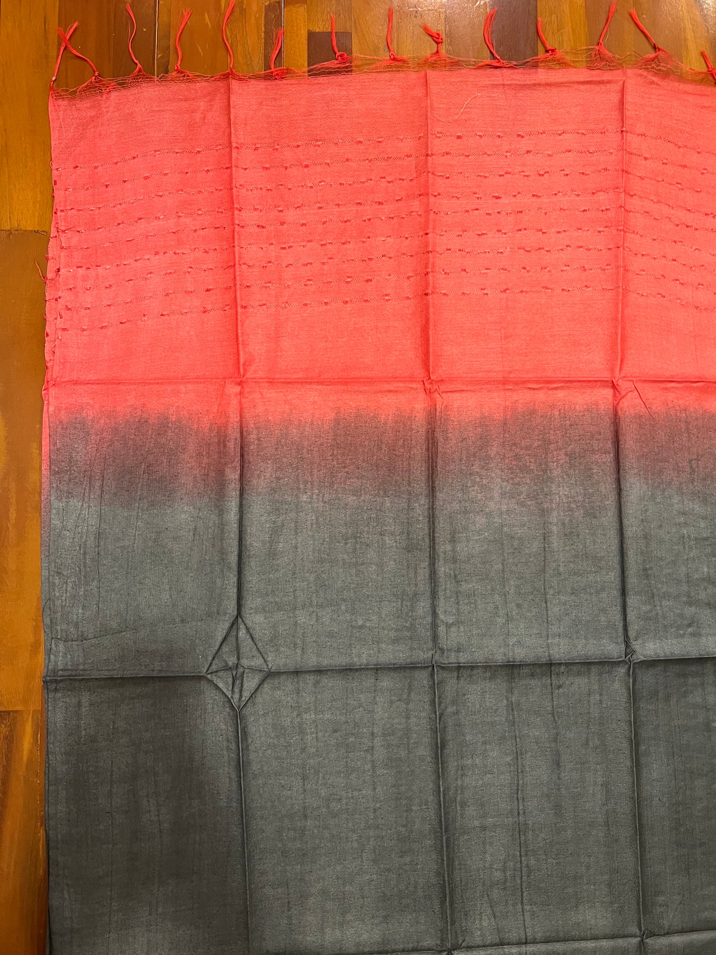 Southloom™ Semi Tussar Churidar Salwar Suit Material in Dark Peach with Thread work Design