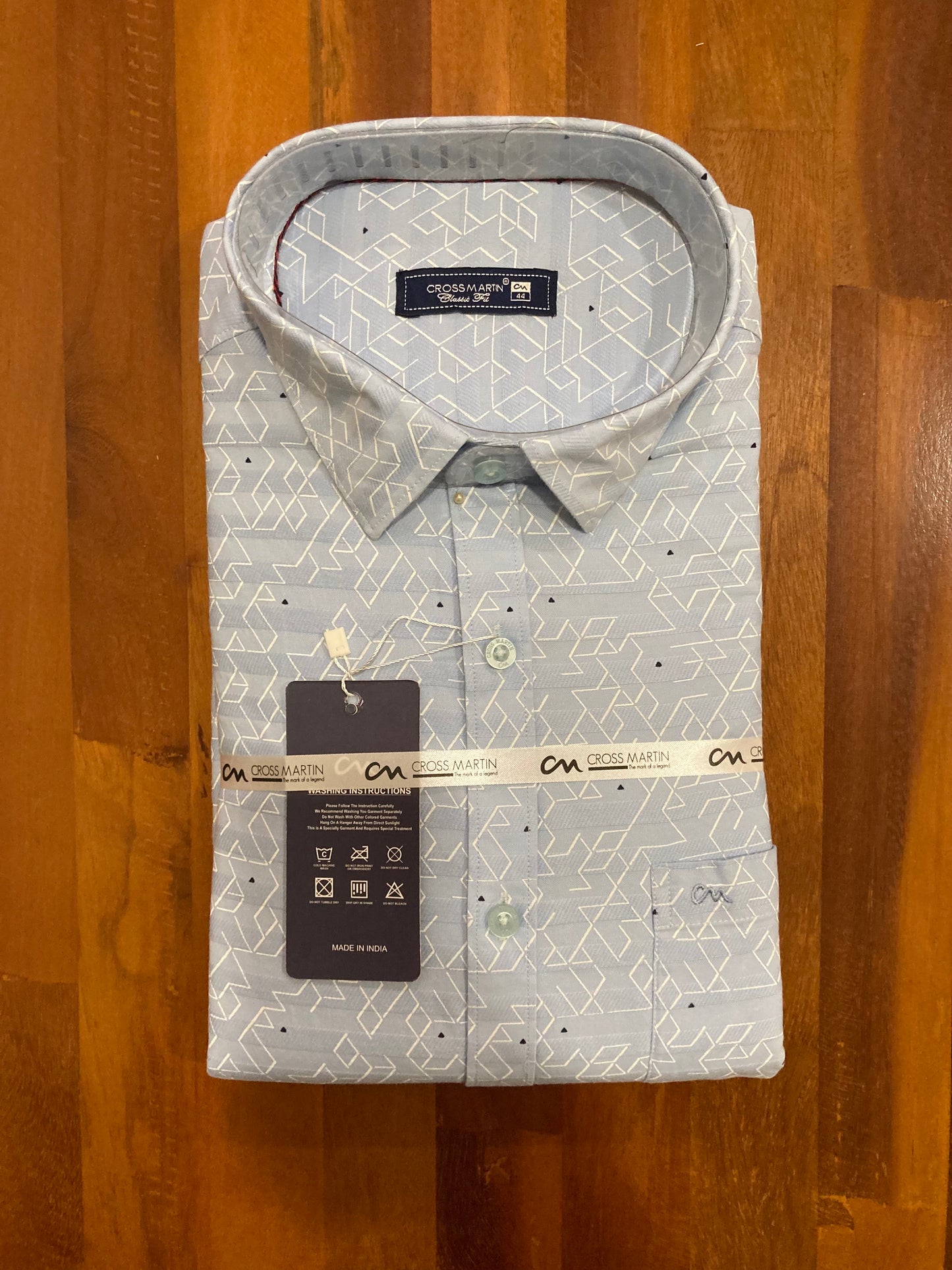 Pure Cotton Light Blue Printed Shirt (44 FS)