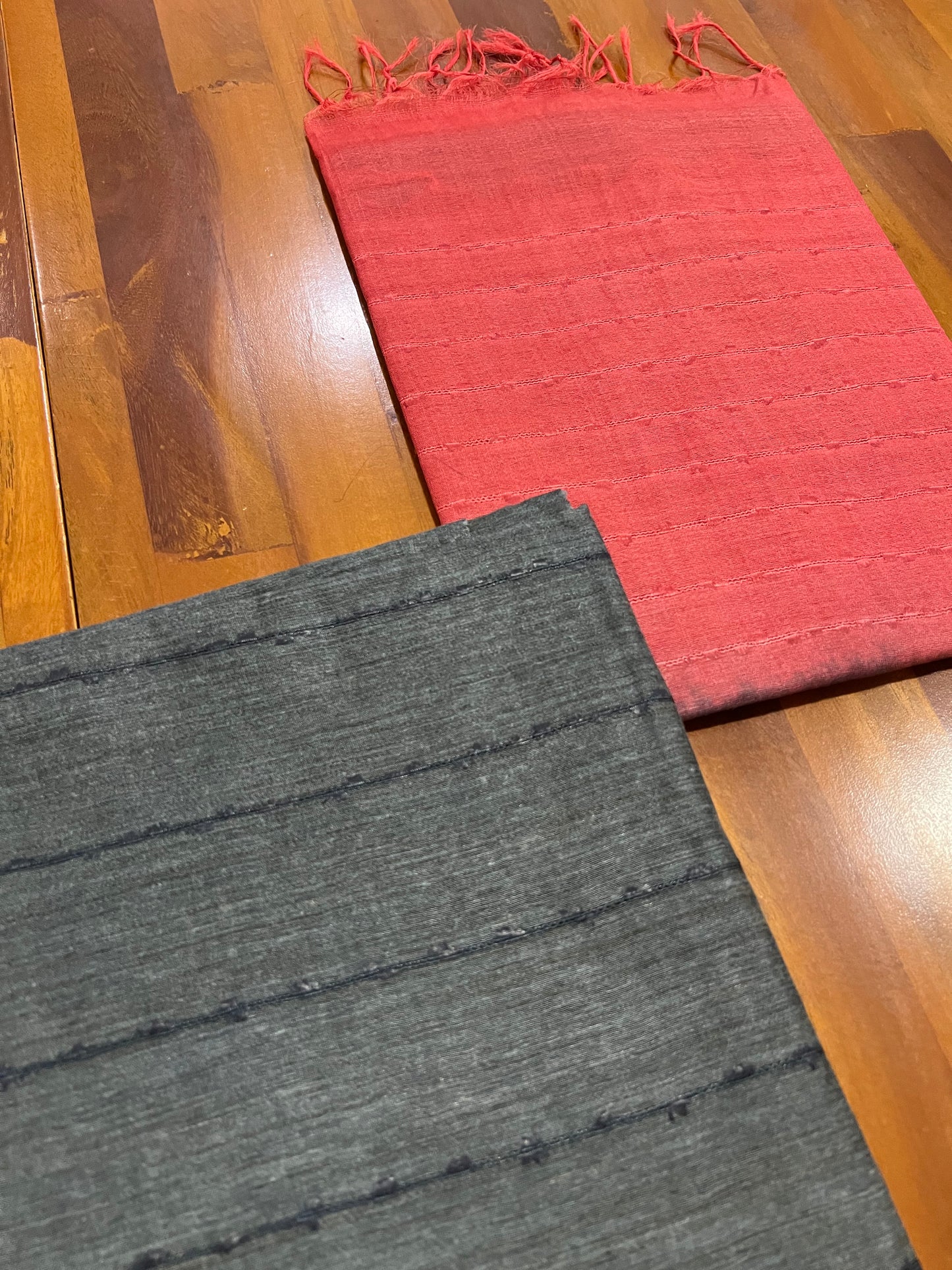 Southloom™ Semi Tussar Churidar Salwar Suit Material in Grey with Thread work Design