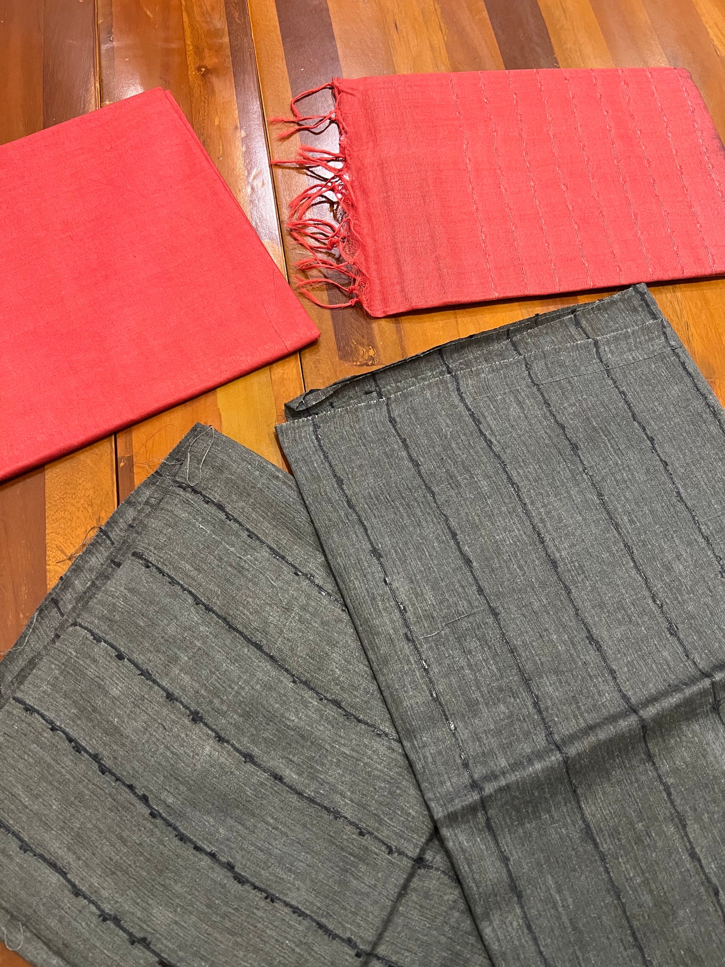 Southloom™ Semi Tussar Churidar Salwar Suit Material in Grey with Thread work Design