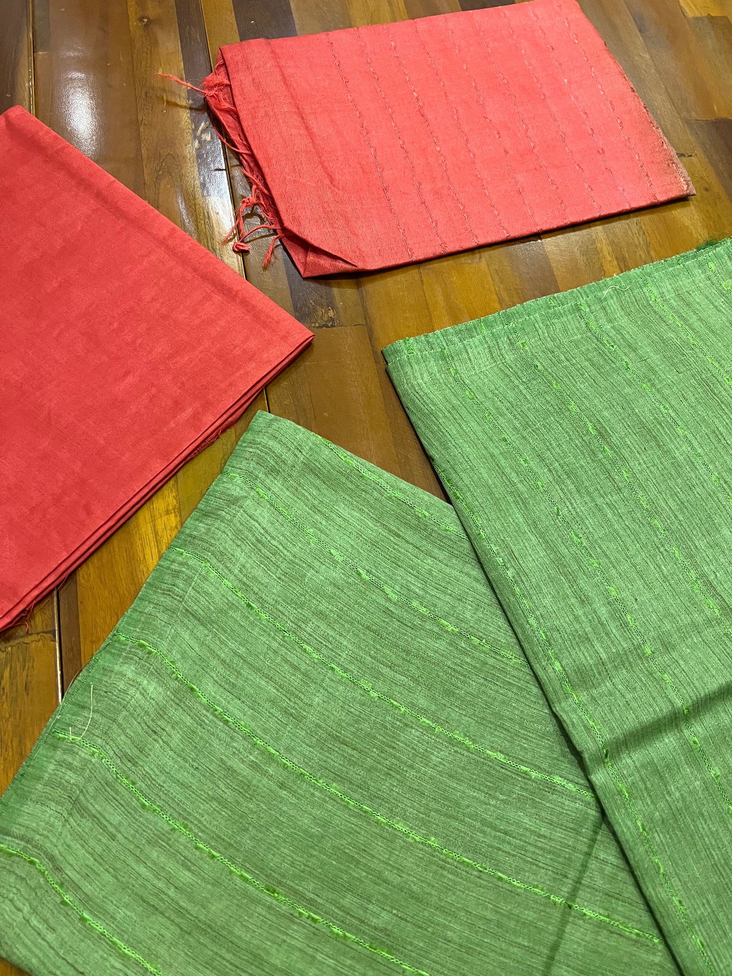 Southloom™ Semi Tussar Churidar Salwar Suit Material in Light Green with Thread work Design