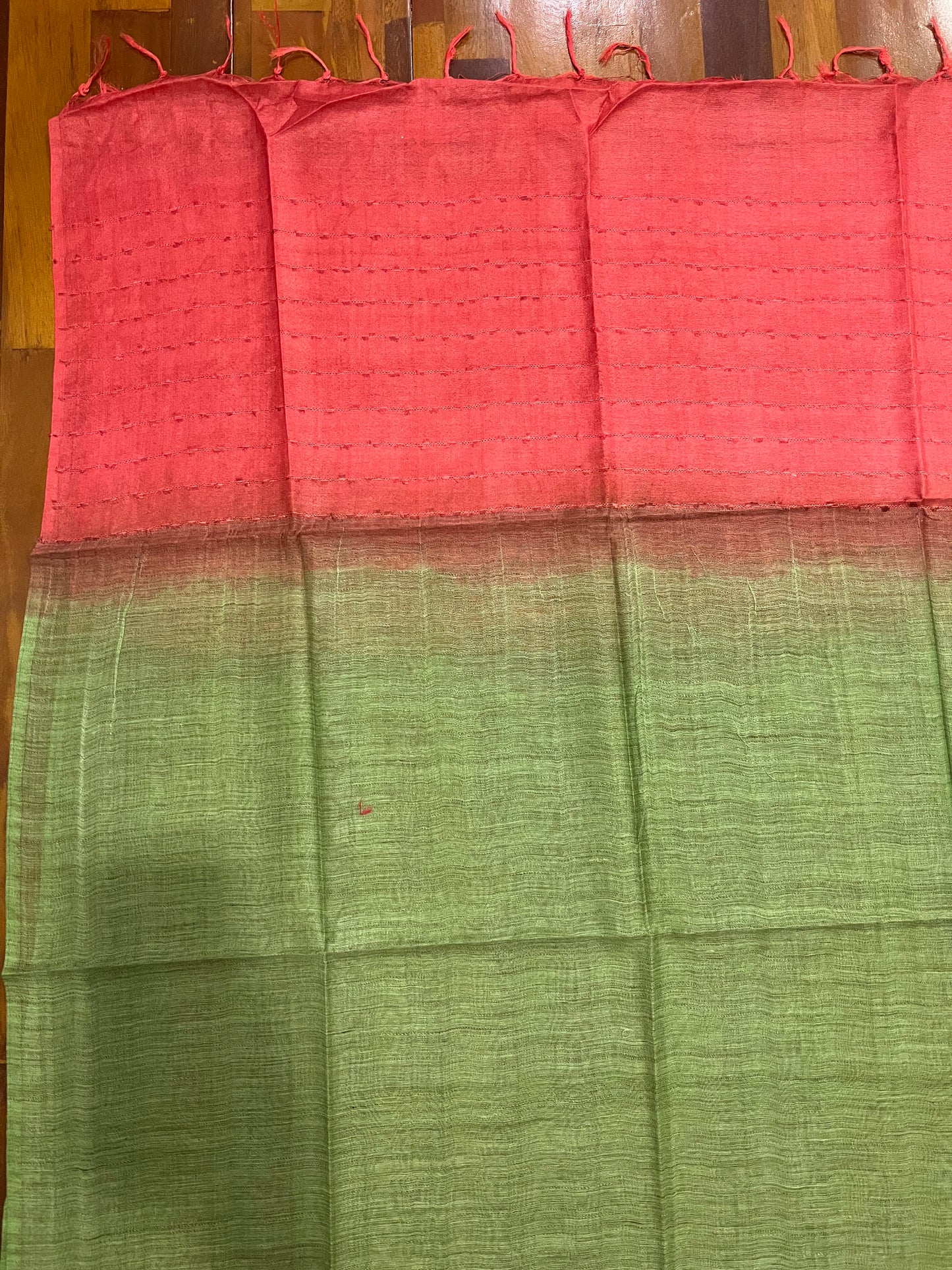 Southloom™ Semi Tussar Churidar Salwar Suit Material in Light Green with Thread work Design