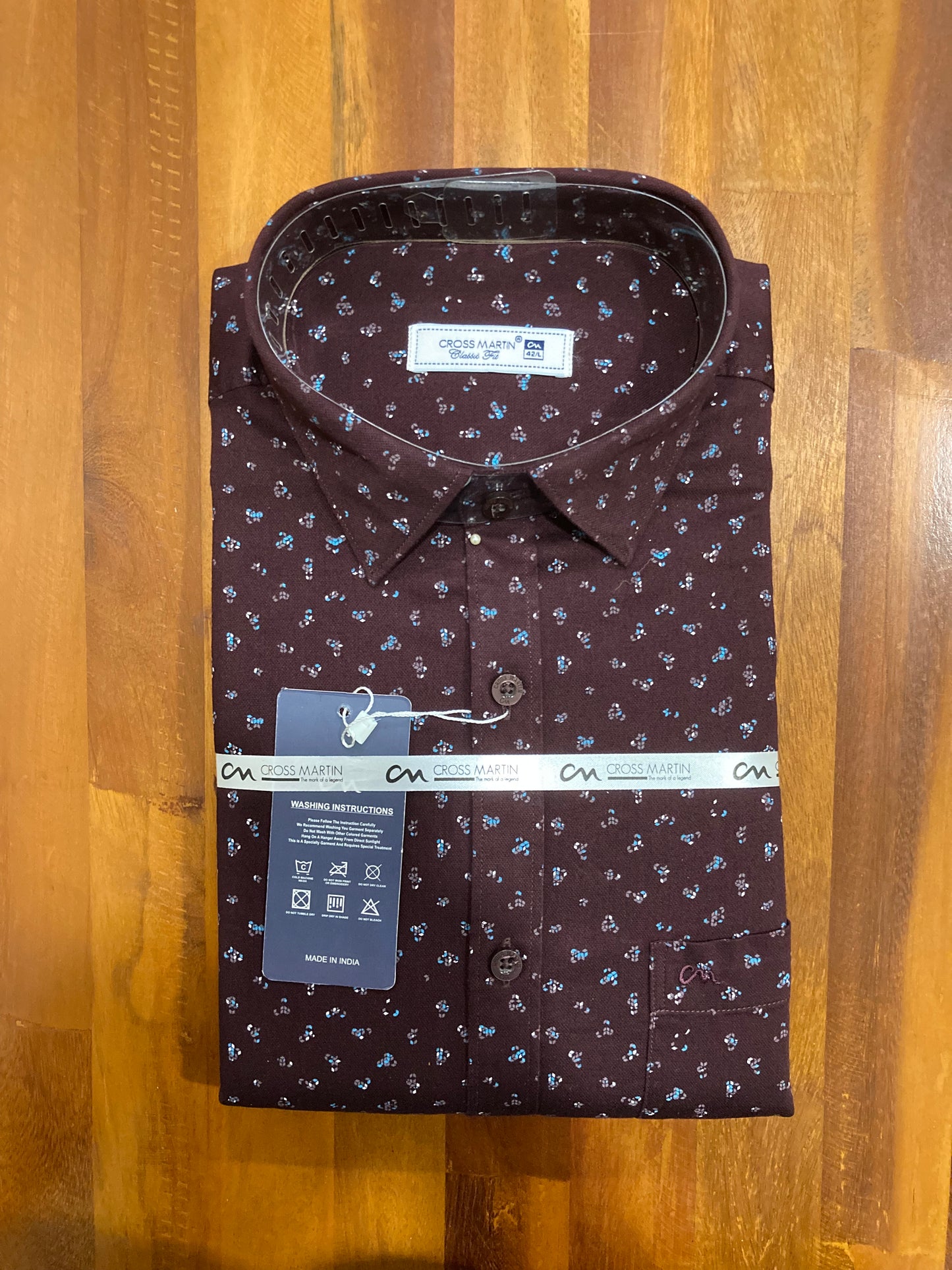 Pure Cotton Brown Printed Shirt (42 FS)