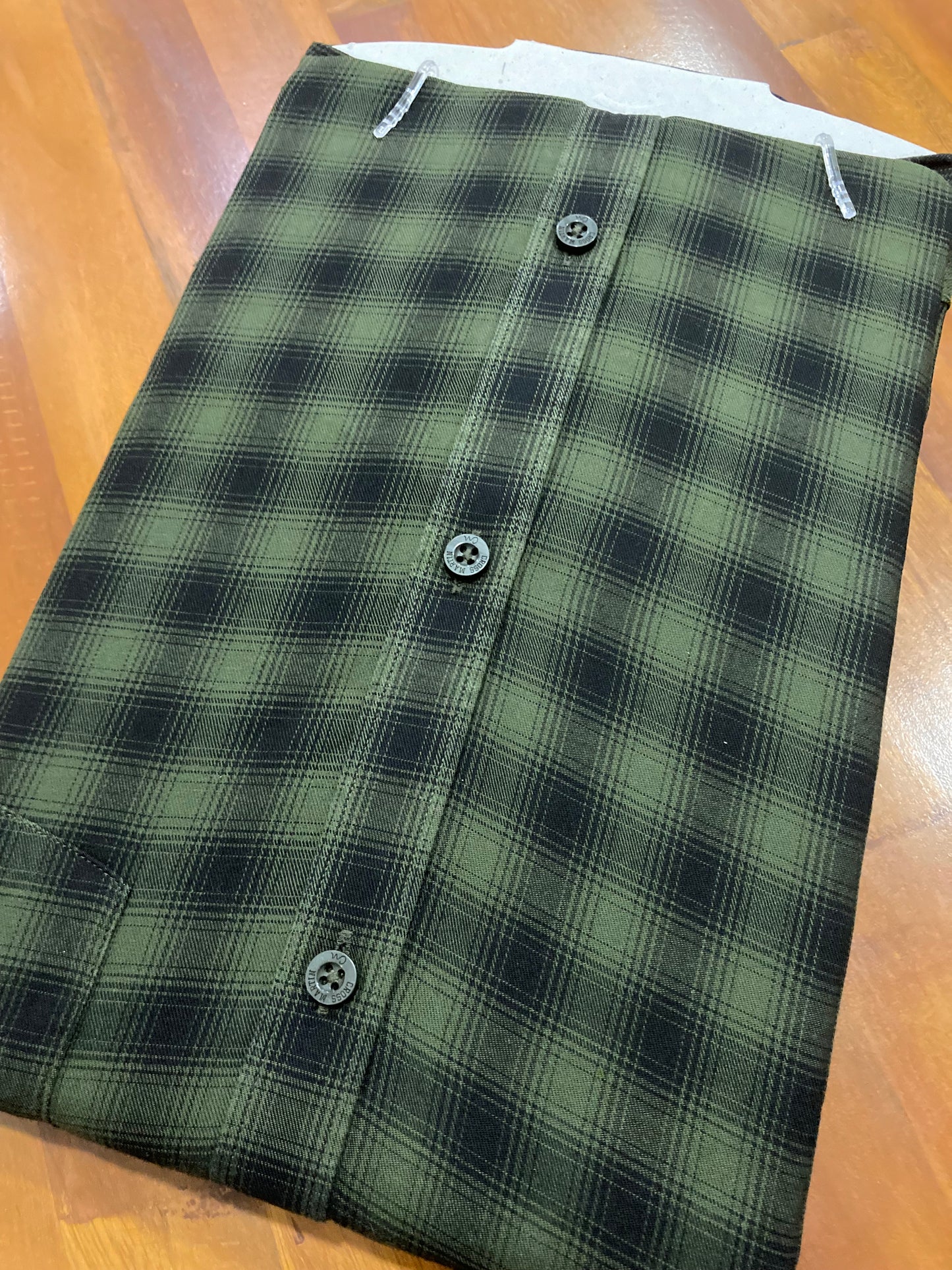 Pure Cotton Black & Green Checkered Shirt (42 FS)