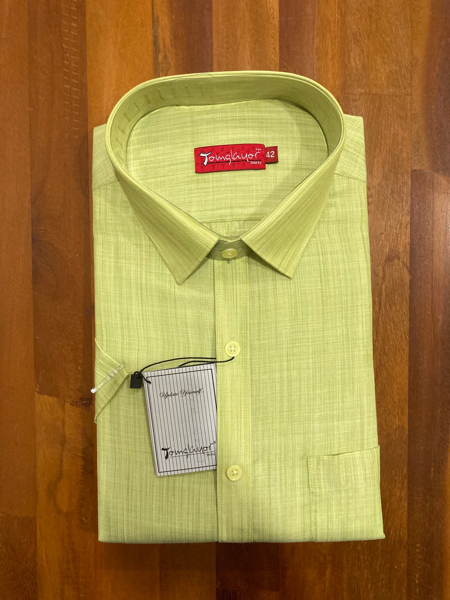 Pure Cotton Light Green Shaded Shirt (42 HS)