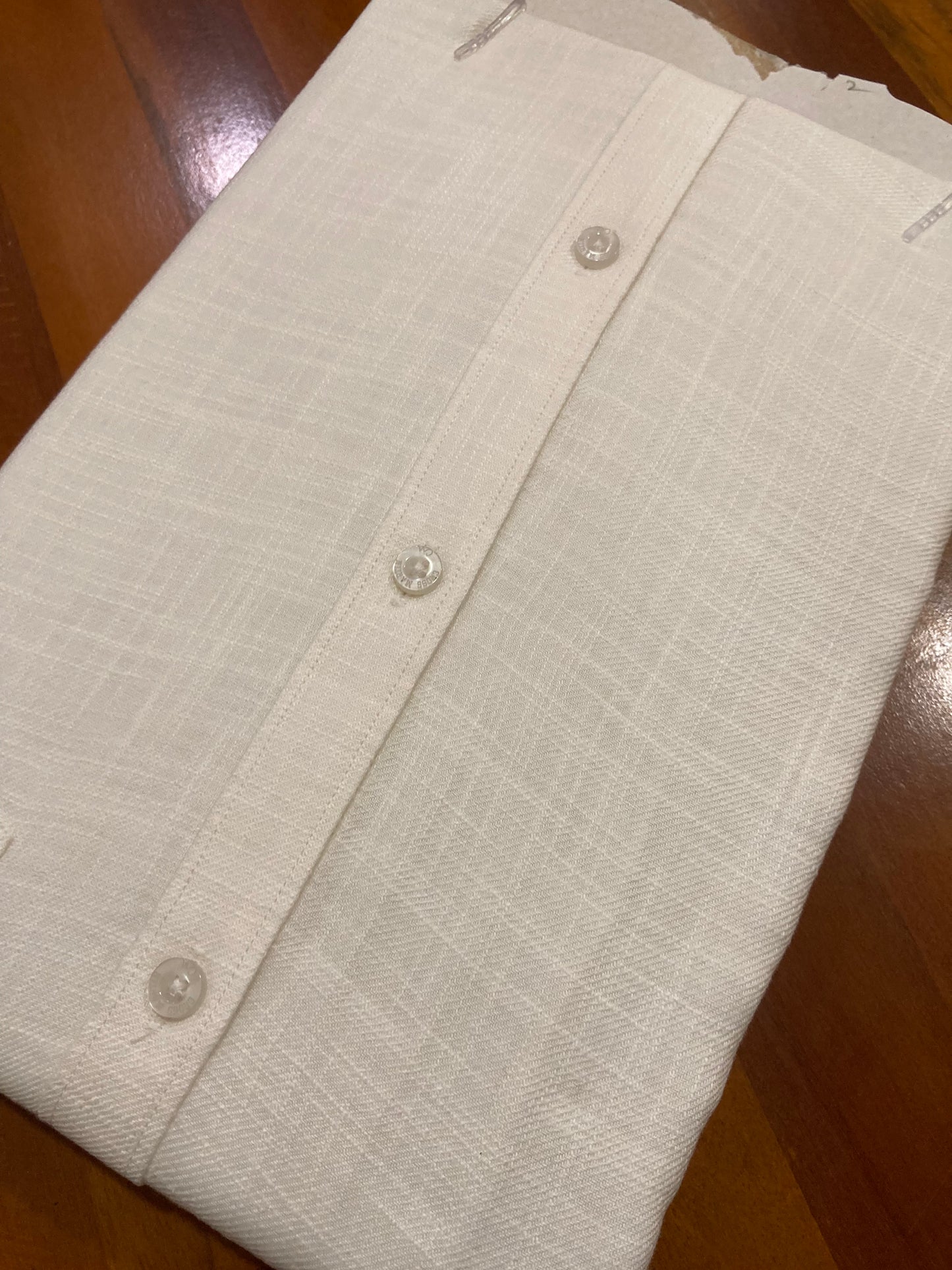 Pure Cotton Pure White With Mandarin Collar Solid Shirt (42 HS)