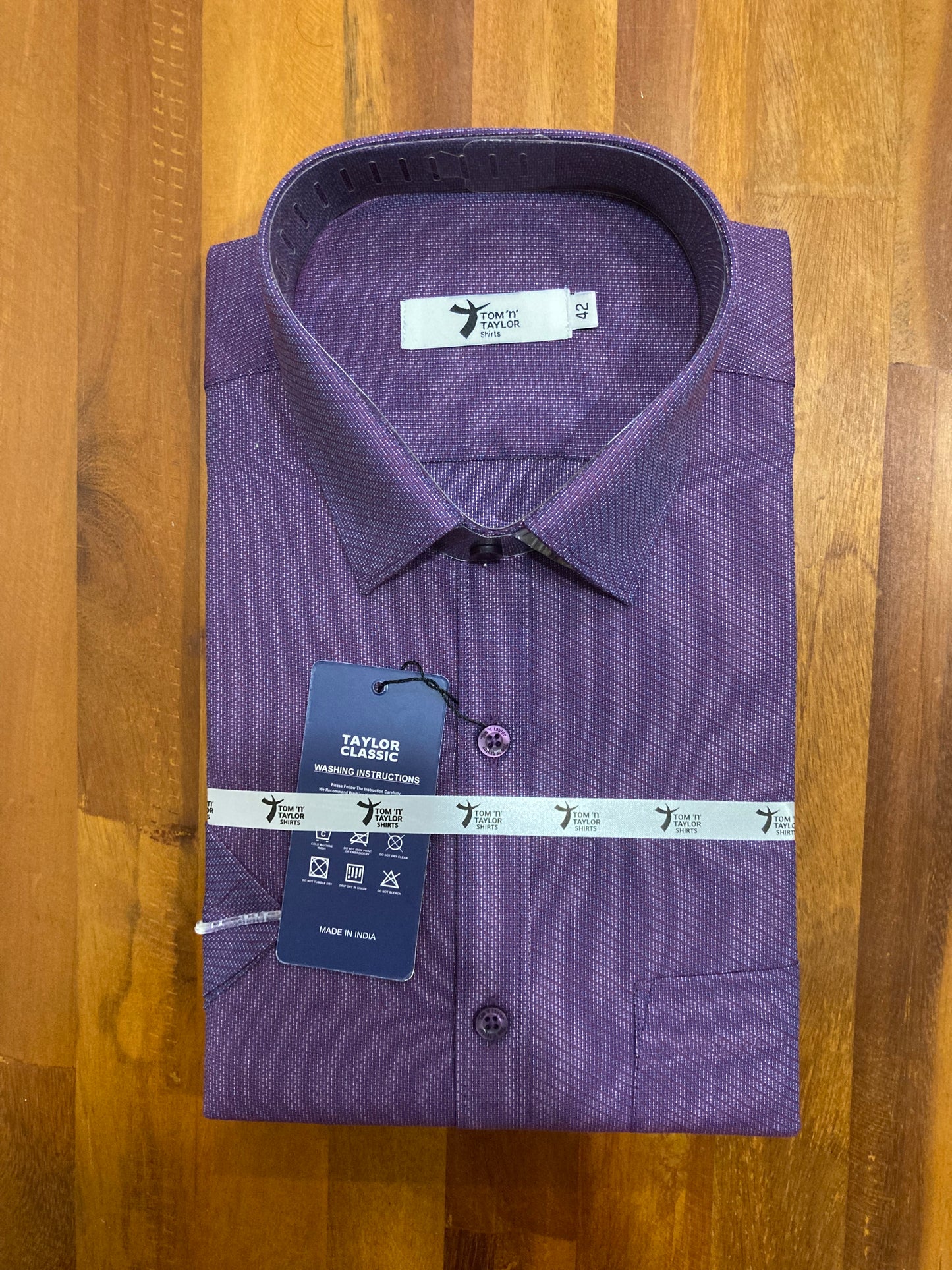 Pure Cotton Purple With Sewing Patterns Shirt (42 HS)