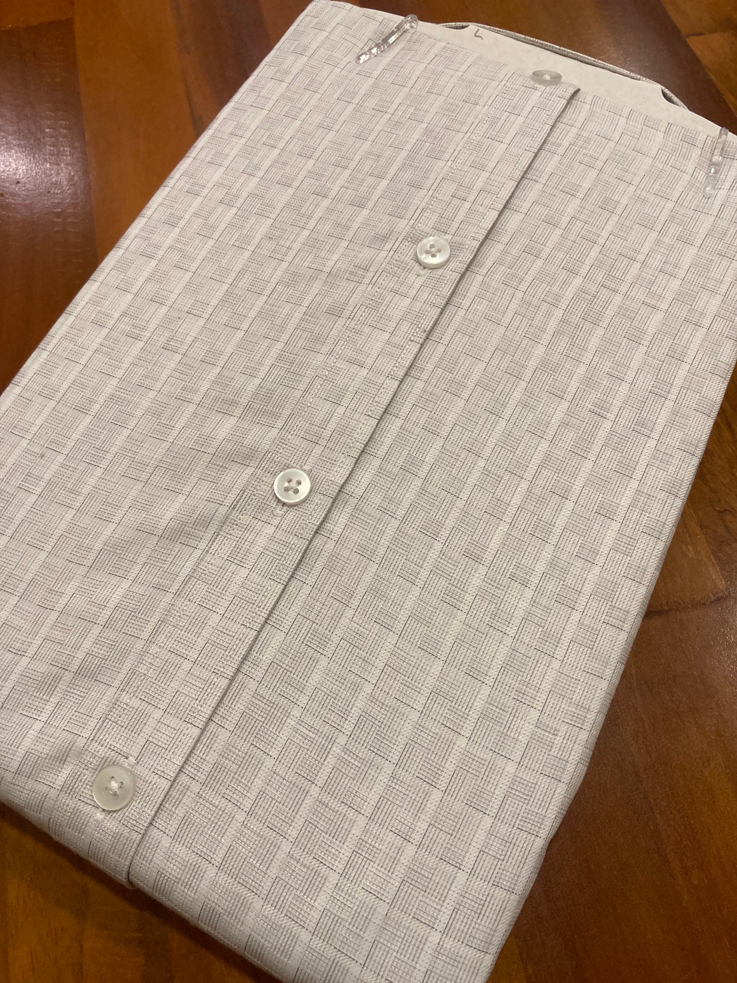 Pure Cotton White Checkered Shirt (40 FS)